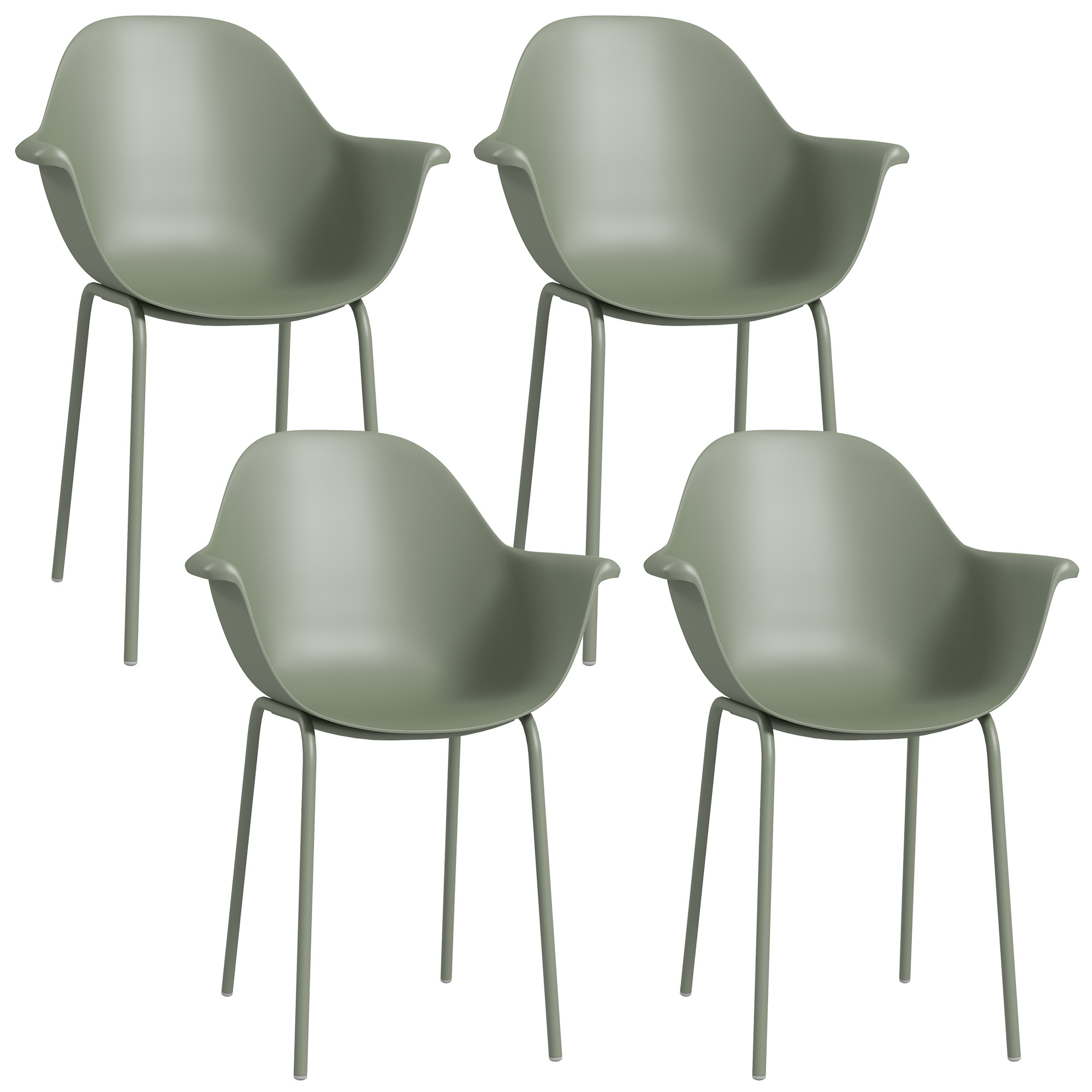 Outsunny Set 4 Sedie da Giardino con Piedini Antiscivolo, in PP e Acciaio, 59x55x84 cm, Verde Aosom Italy