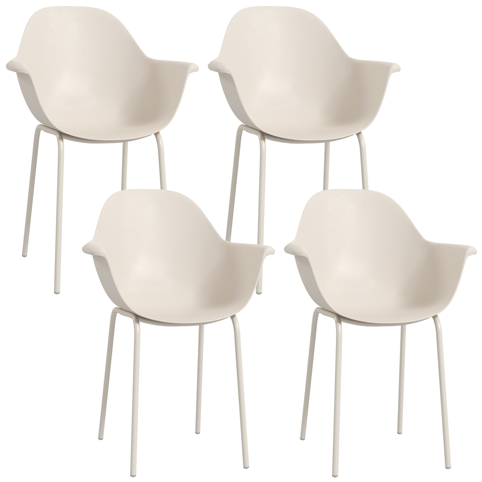 Outsunny Set 4 Sedie da Giardino con Piedini Antiscivolo, in PP e Acciaio, 59x55x84 cm, Grigio Aosom