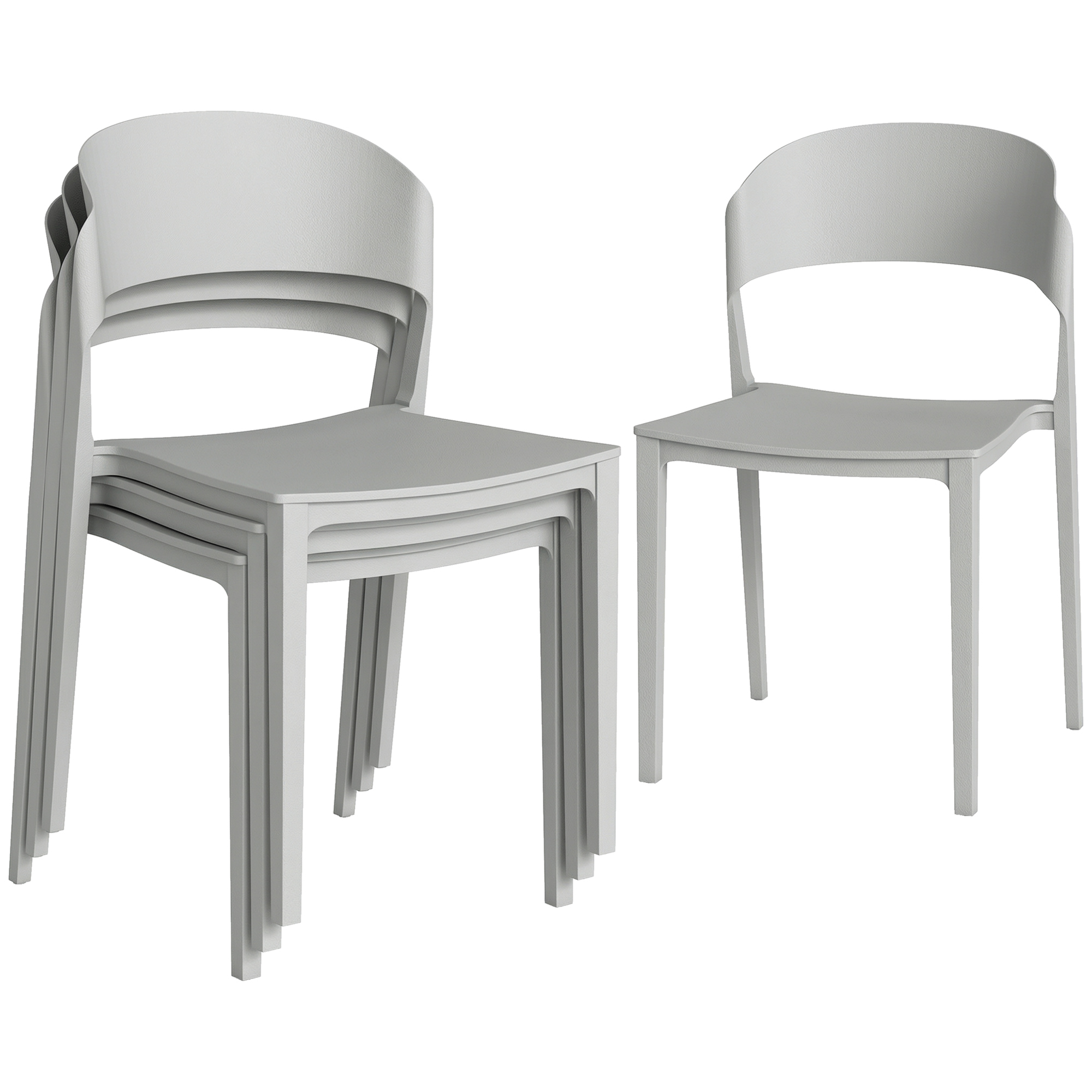 Outsunny Set 4 Sedie Giardino Outsunny, Impilabili, Struttura pp Adatte per Tutte le Stagioni Aosom Italy