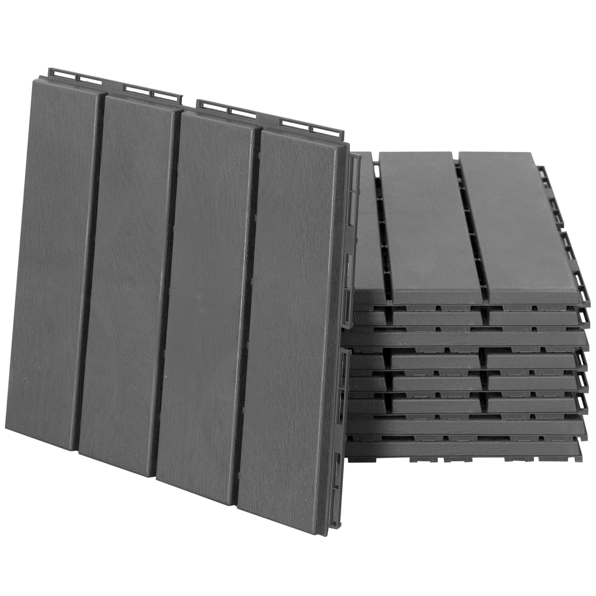 Outsunny Set 9 Mattonelle a Incastro per Terrazzo, Piastrelle (30x30x2cm) in PP Antiscivolo, Area: 0.81 mq, Nero Aosom Outsunny Set 9 Mattonelle a Incastro per Terrazzo, Piastrelle (30x30x2cm) in PP Antiscivolo, Area: 0.81 mq, Nero Aosom