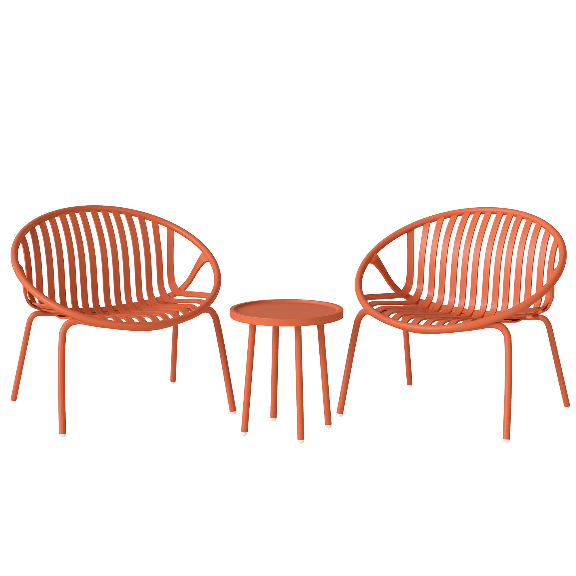 Outsunny Set bistrot 3 pezzi in metallo per esterno, Rosso mattone Aosom Italy