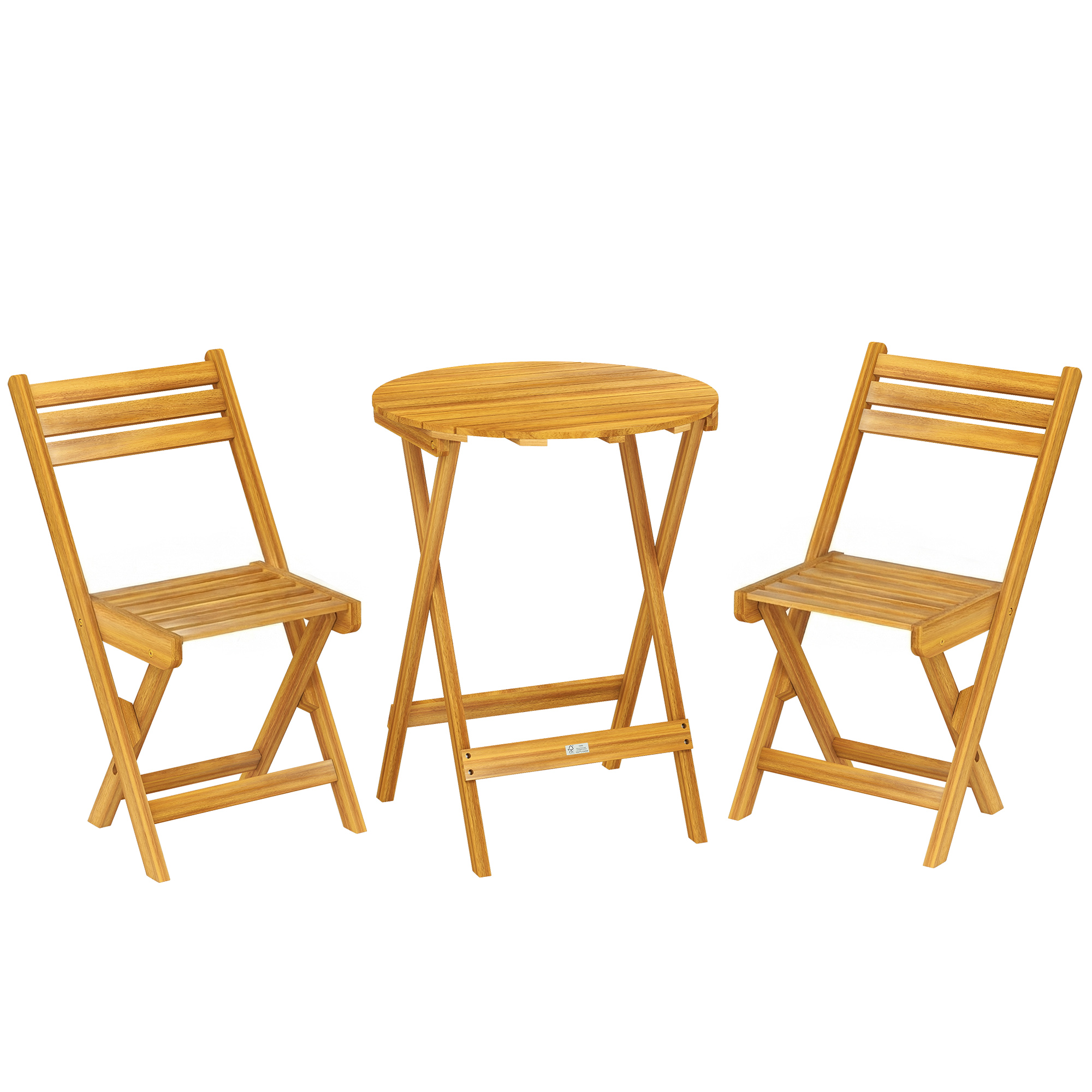 Outsunny Set bistrot pieghevole 3 pezzi in acacia con tavolo rotondo, Legno naturale Aosom Italy Outsunny Set bistrot pieghevole 3 pezzi in acacia con tavolo rotondo, Legno naturale Aosom Italy