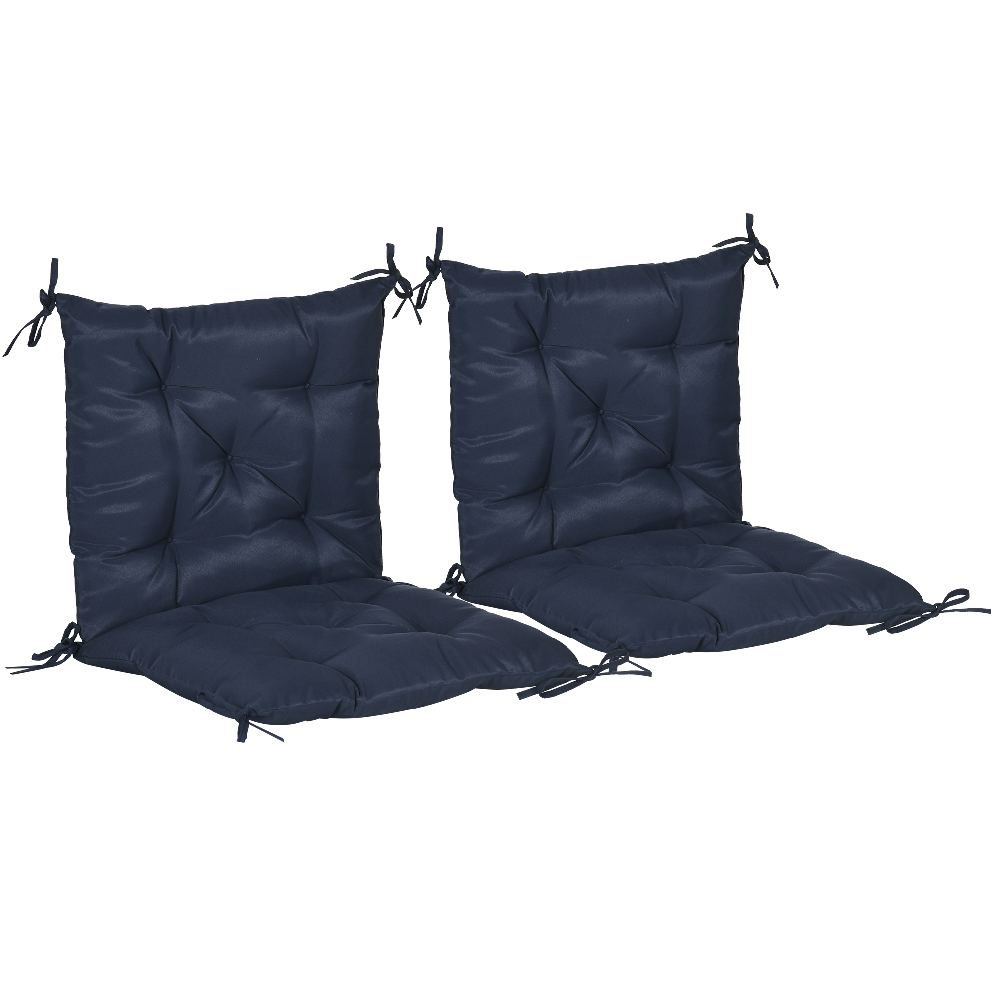 Outsunny Set da 2 cuscini, 98 x 50 cm cuscini per sedia con laccetti, rivestimento in tessuto, 8 cm spessi, blu scuro Aosom Italy Outsunny Set da 2 cuscini, 98 x 50 cm cuscini per sedia con laccetti, rivestimento in tessuto, 8 cm spessi, blu scuro Aosom Italy