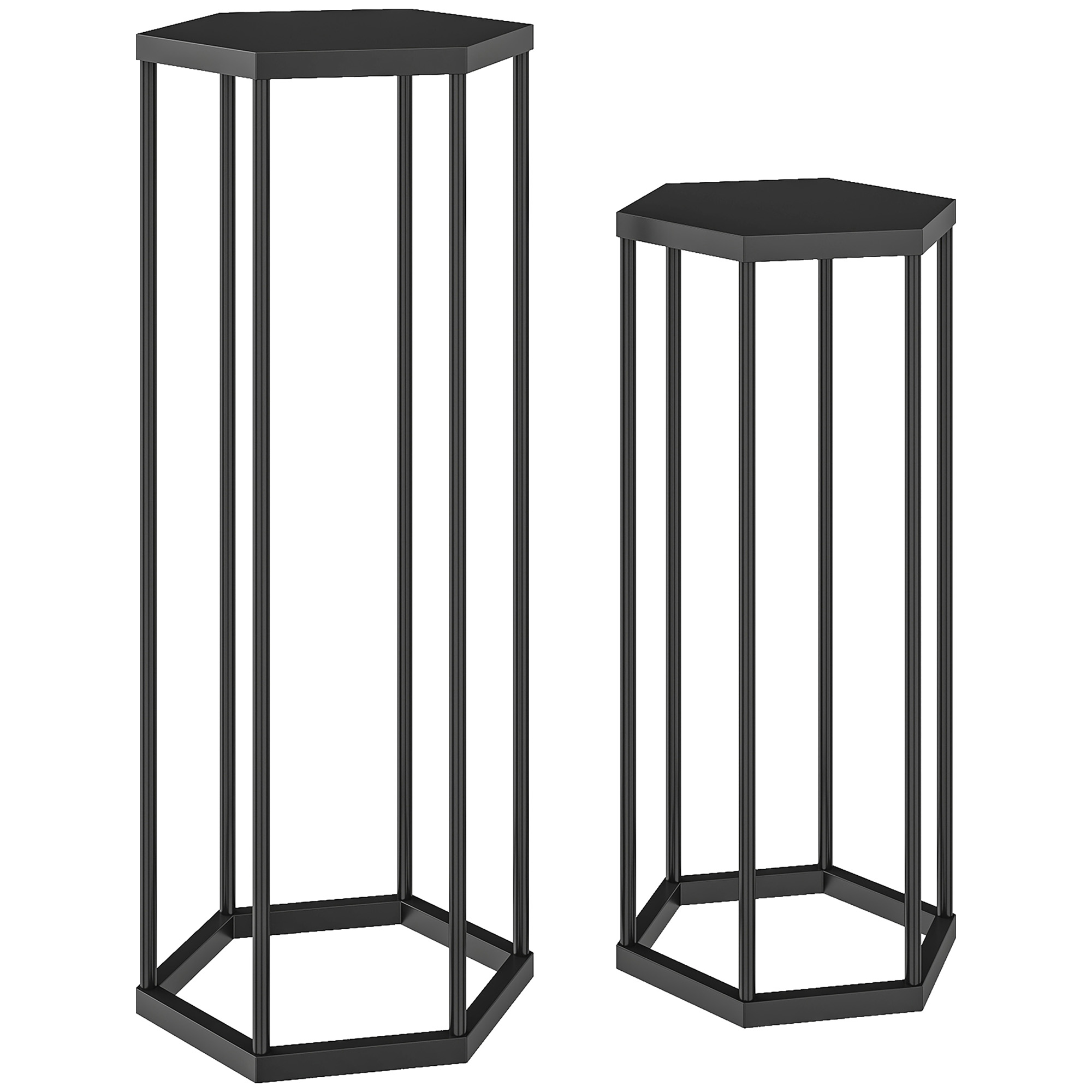 Outsunny Set da 2 supporti per piante per interno ed esterno, portavaso esagonali in metallo per giardino, terrazza, balcone Aosom Italy