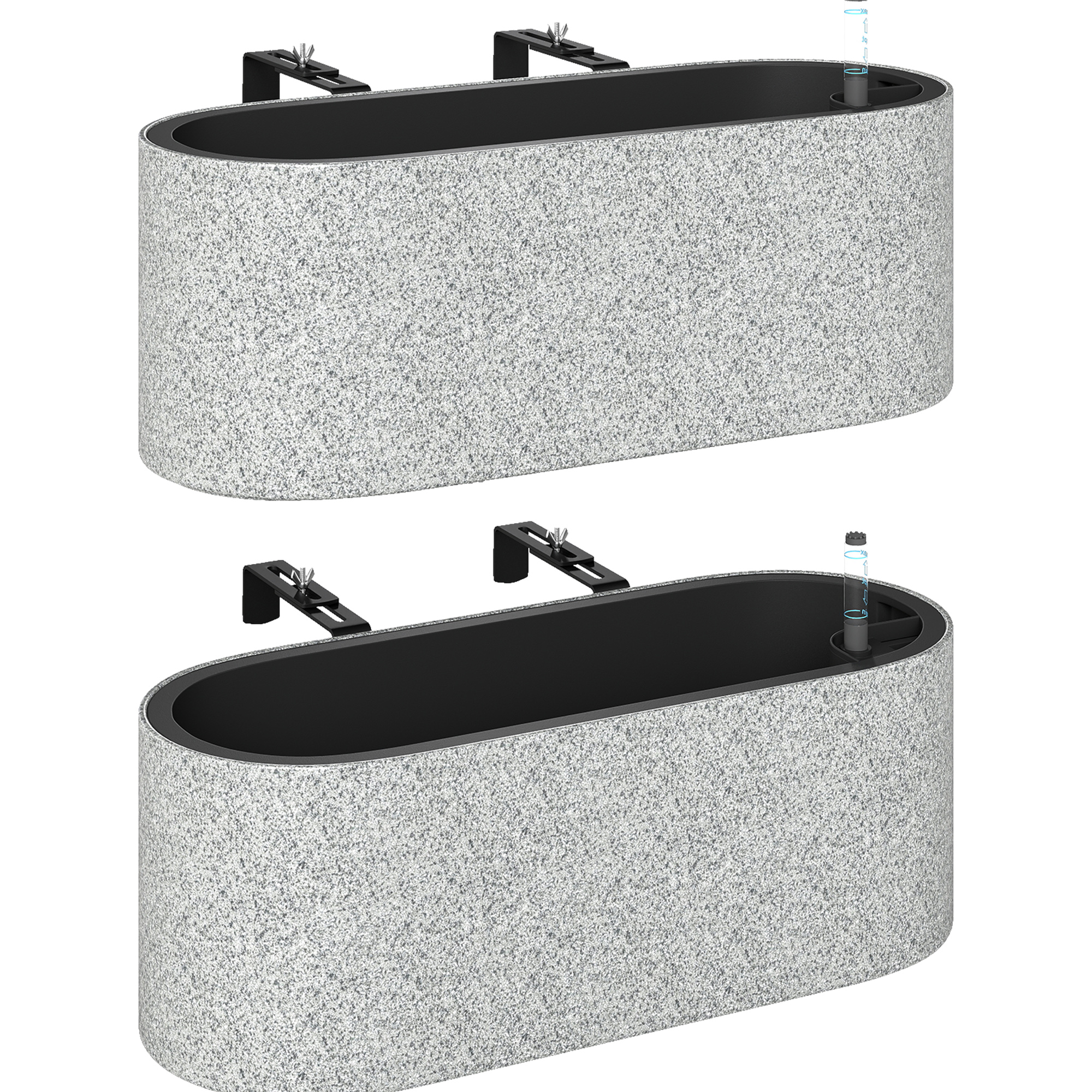 Outsunny Set da 2 Vasi Appendibili con Sistema di Drenaggio Foro e Ganci 42 x 16 x 15 cm Grigio Chiaro Aosom Italy Outsunny Set da 2 Vasi Appendibili con Sistema di Drenaggio Foro e Ganci 42 x 16 x 15 cm Grigio Chiaro Aosom Italy