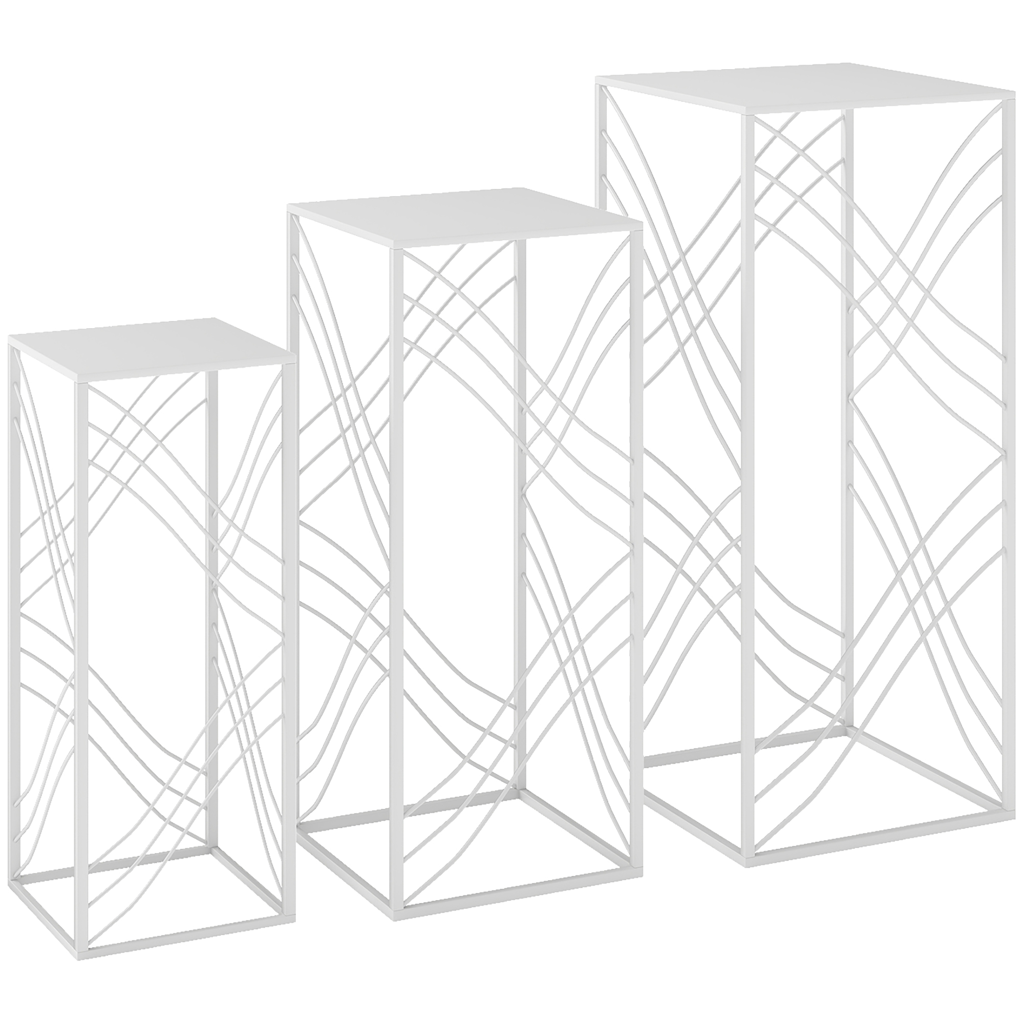 Outsunny Set da 3 portavaso, altezza 50/60/70 cm, portafiori impilabile in metallo, Bianco Aosom Italy Outsunny Set da 3 portavaso, altezza 50/60/70 cm, portafiori impilabile in metallo, Bianco Aosom Italy