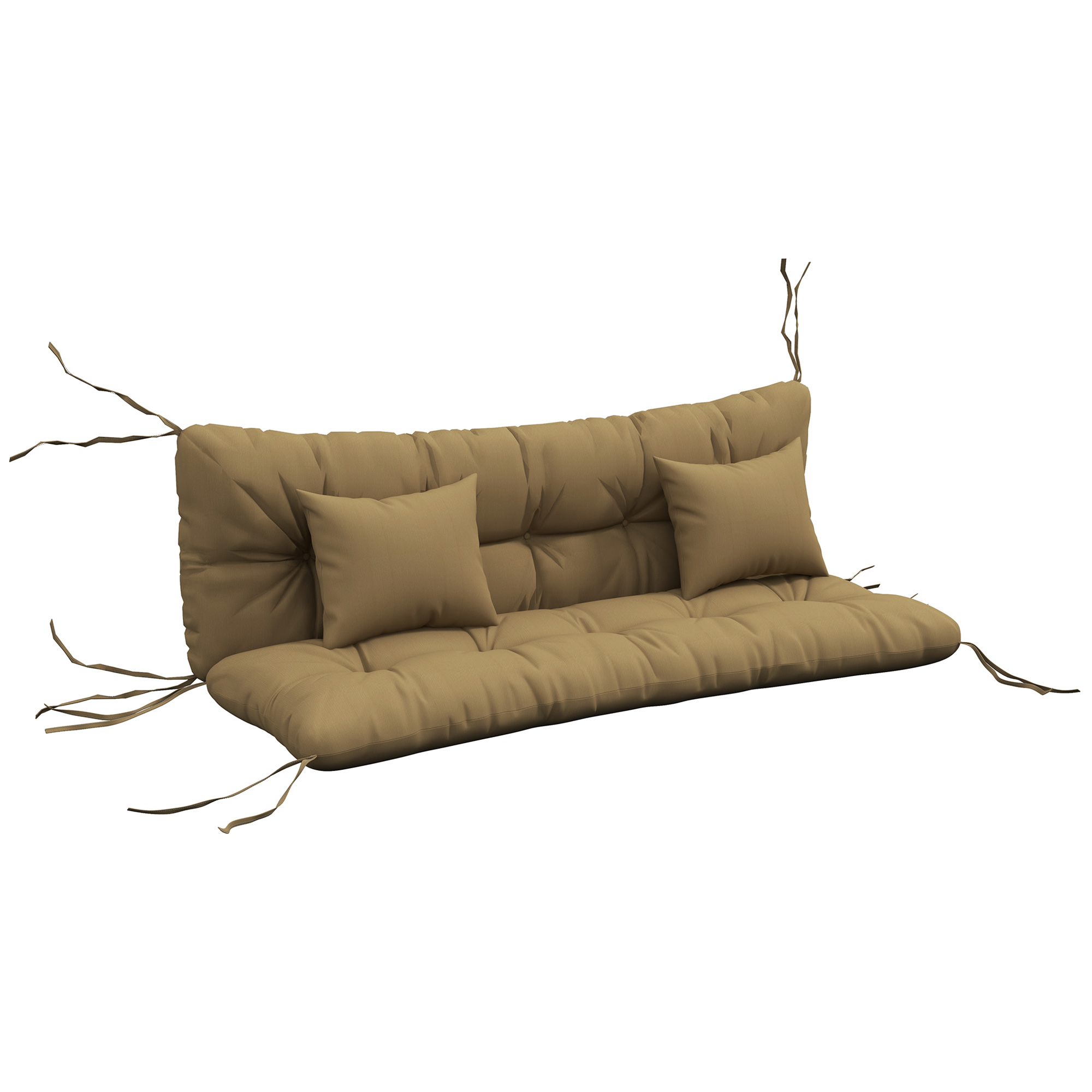 Outsunny Set da 4 Cuscini per Seduta Idrorepellenti con Lacci, 10 cm di Spessore, 150x50 cm, Marrone Aosom Italy