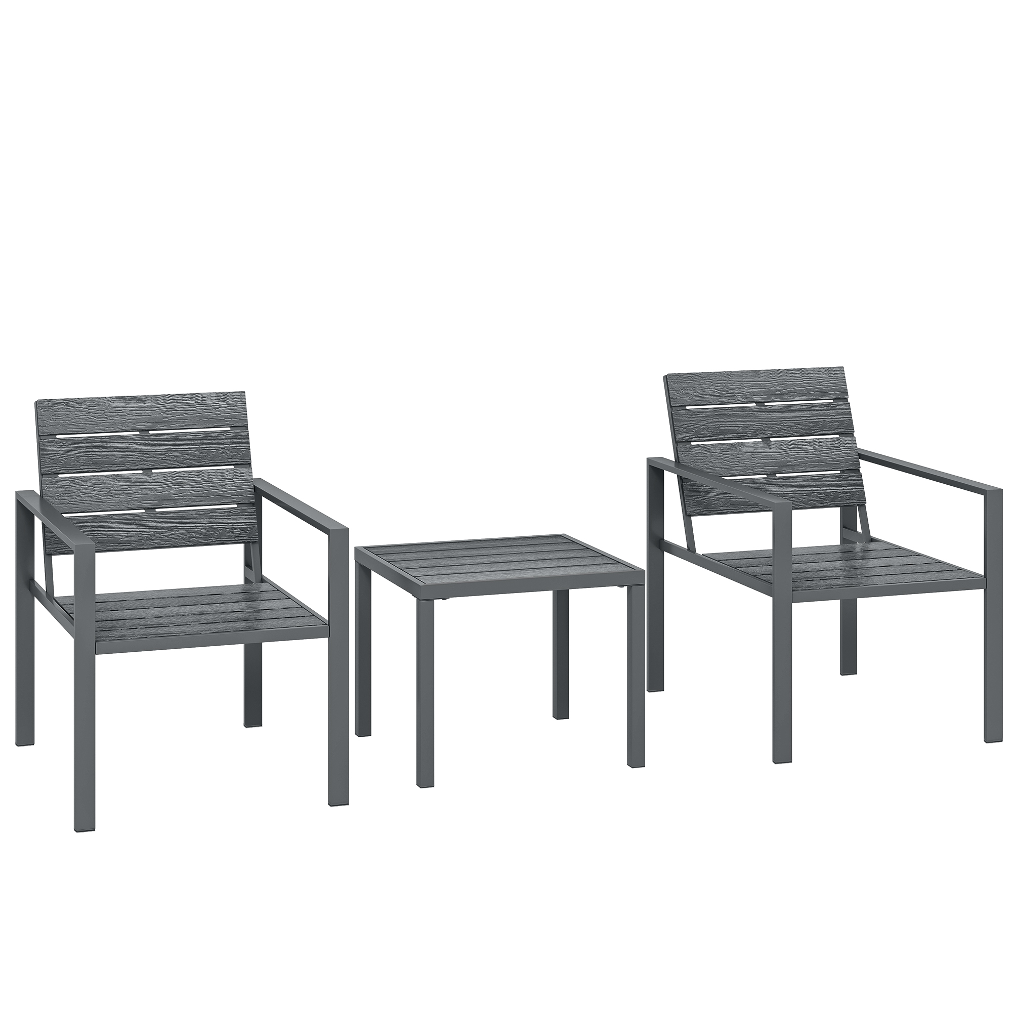 Outsunny Set da Bistrò Set da Giardino 3 Pezzi con 2 Sedie in HDPE, Grigio Scuro Aosom Italy