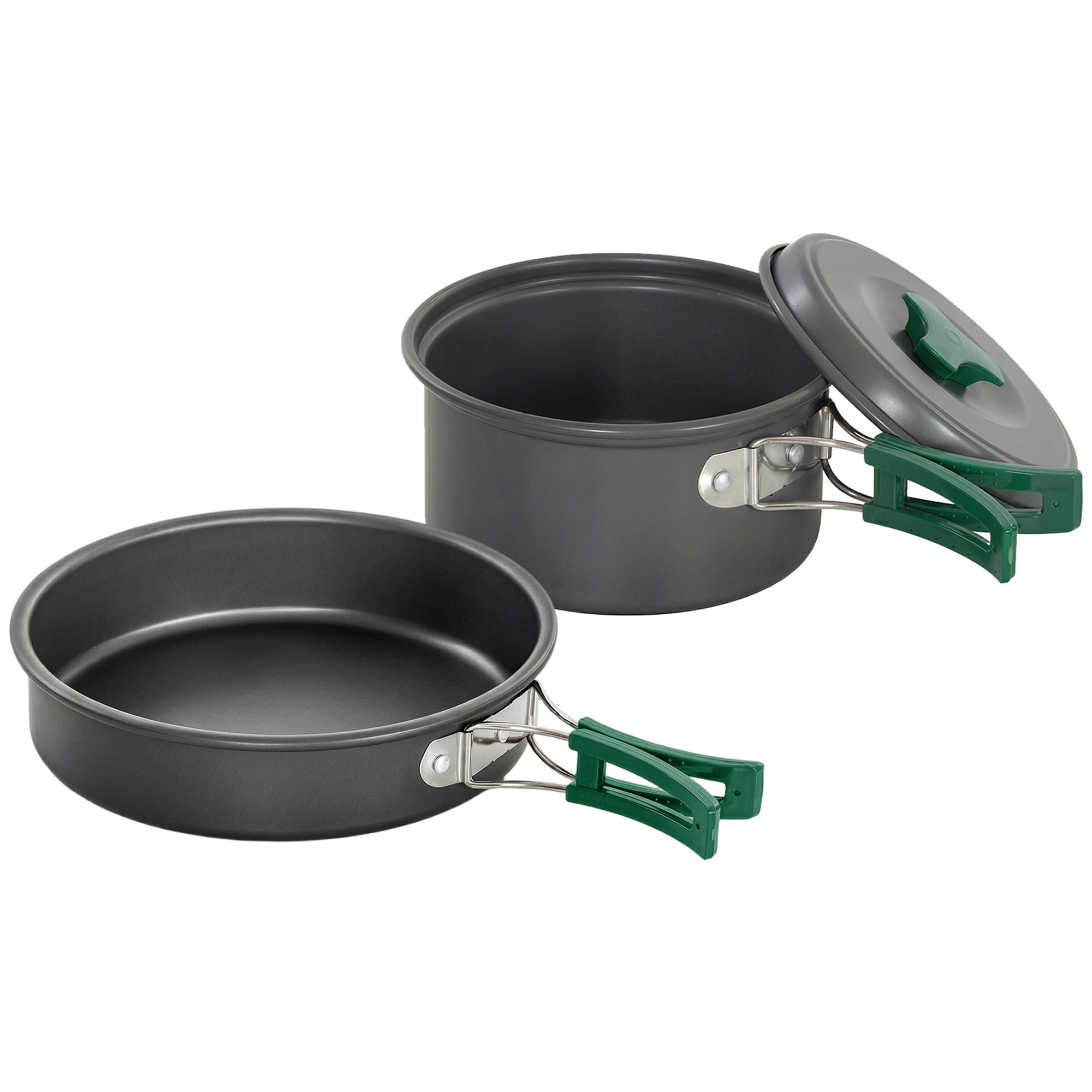 Outsunny Set da Cucina per Campeggio, Kit Ultraleggero a 8 Pezzi con Manici Anti-Scottatura, Grigio Aosom Italy