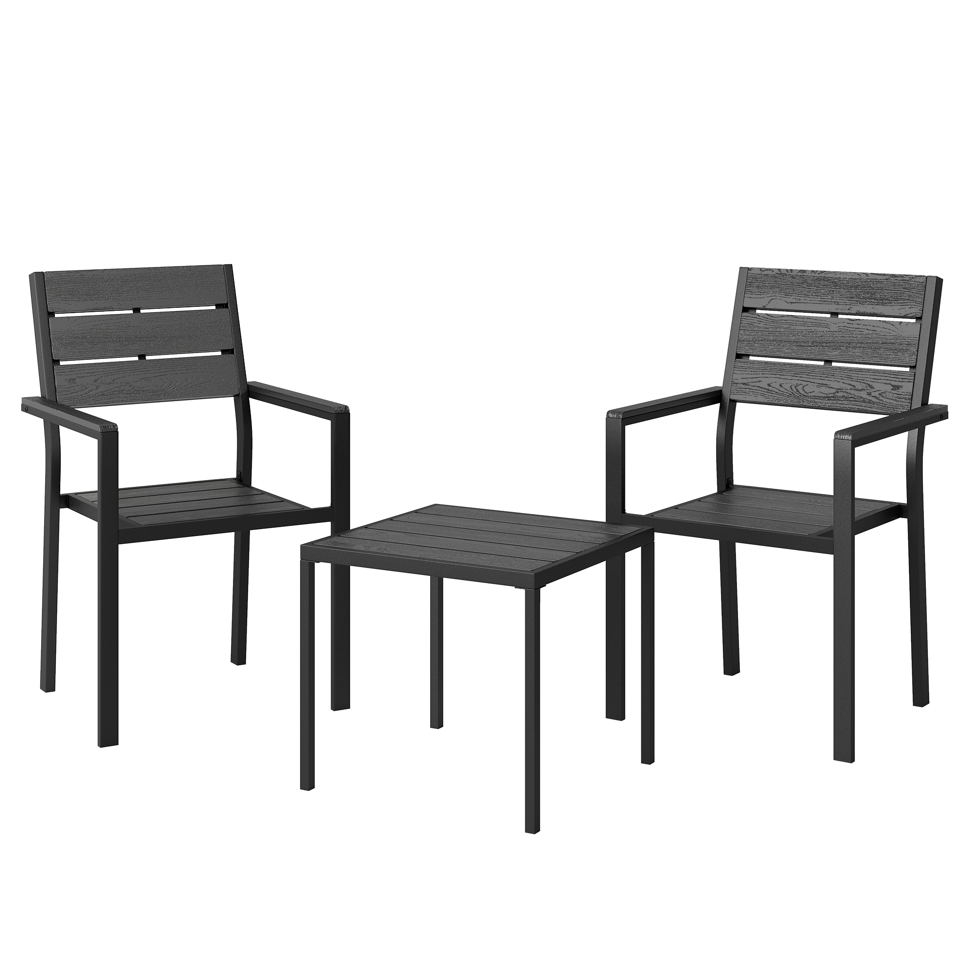 Outsunny Set da Giardino 3 Pezzi, Tavolino Bistrò con 2 Sedie Design a Lamelle, Effetto Legno, Piano in HDPE Antiruggine Aosom Italy Outsunny Set da Giardino 3 Pezzi, Tavolino Bistrò con 2 Sedie Design a Lamelle, Effetto Legno, Piano in HDPE Antiruggine Aosom Italy