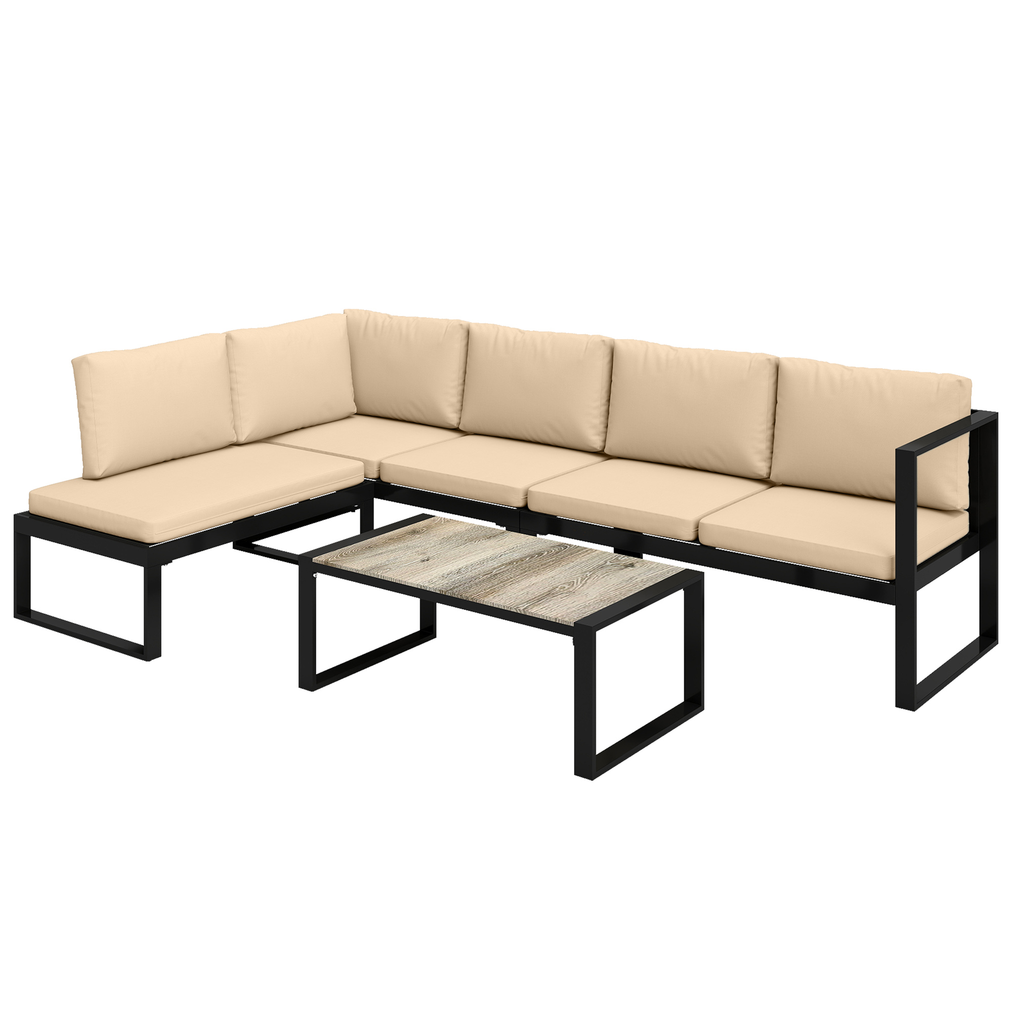 Outsunny Set da giardino 4 pezzi, set divani con 2 divani due posti, poltrona senza braccioli, tavolino, per balcone, Khaki Aosom Italy Outsunny Set da giardino 4 pezzi, set divani con 2 divani due posti, poltrona senza braccioli, tavolino, per balcone, Khaki Aosom Italy