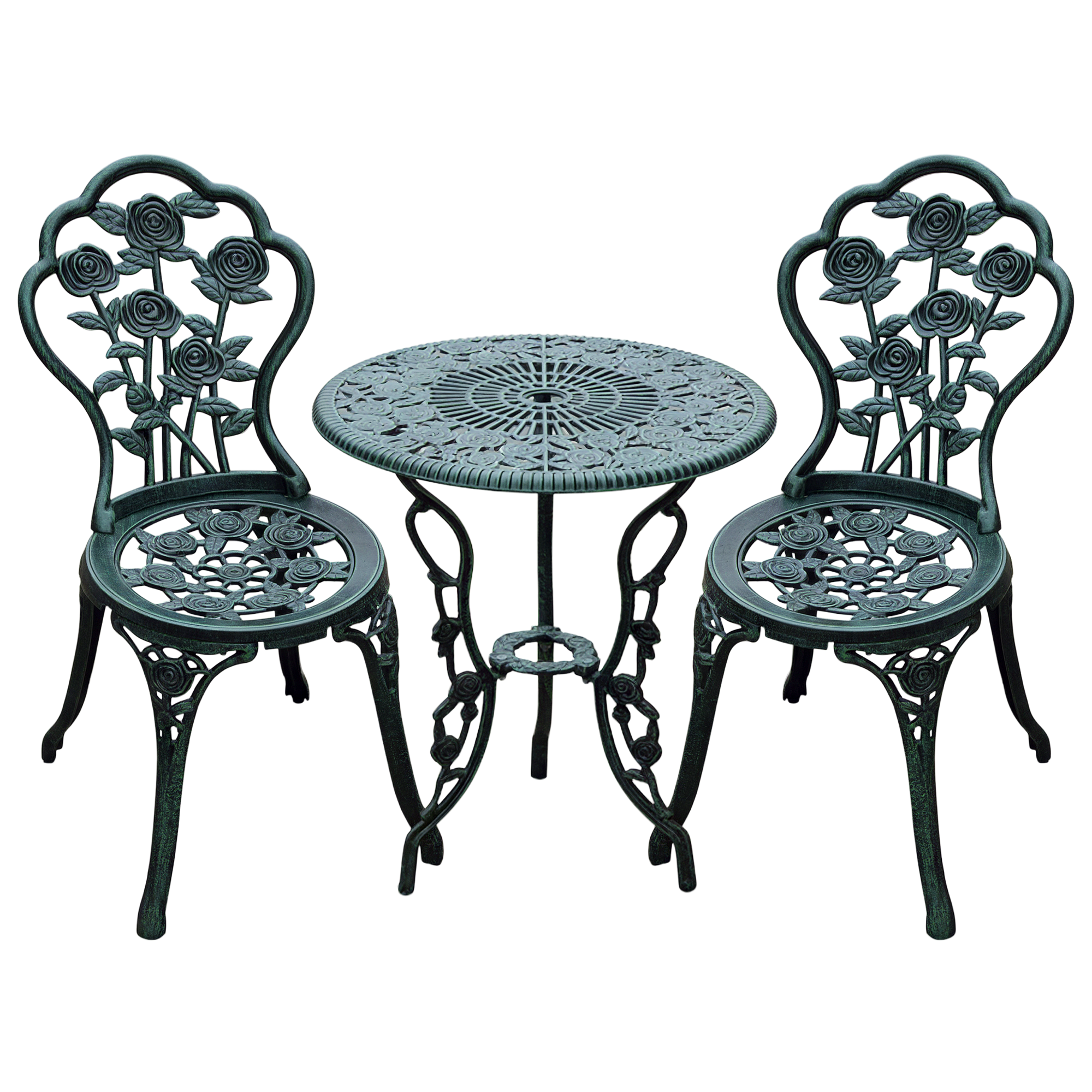 Outsunny Set da Giardino Bistroset Mobili da Giardino 3 pz. Fusione di Alluminio Verde Antico Outsunny Set da Giardino Bistroset Mobili da Giardino 3 pz. Fusione di Alluminio Verde Antico