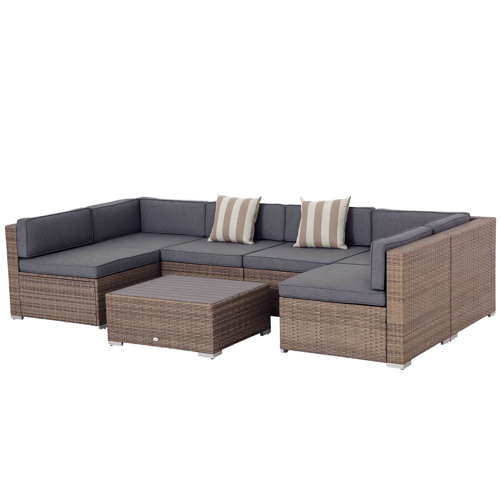 Outsunny Set da giardino con Tavolino, Divano Modulabile con Cuscini, Mobili da 7 Pezzi in Rattan, Grigio Aosom Italy Outsunny Set da giardino con Tavolino, Divano Modulabile con Cuscini, Mobili da 7 Pezzi in Rattan, Grigio Aosom Italy