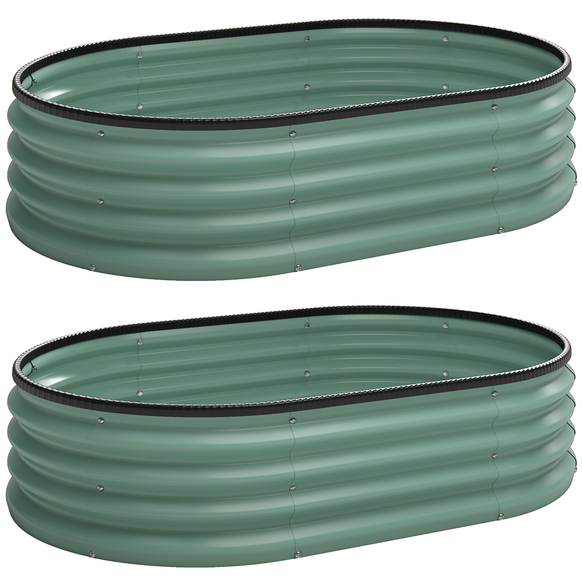 Outsunny Set di 2 Aiuole Rialzate in Metallo Galvanizzato con Bordo in Gomma e Design Modulare, 135x90x30 cm Verde Aosom Italy Outsunny Set di 2 Aiuole Rialzate in Metallo Galvanizzato con Bordo in Gomma e Design Modulare, 135x90x30 cm Verde Aosom Italy