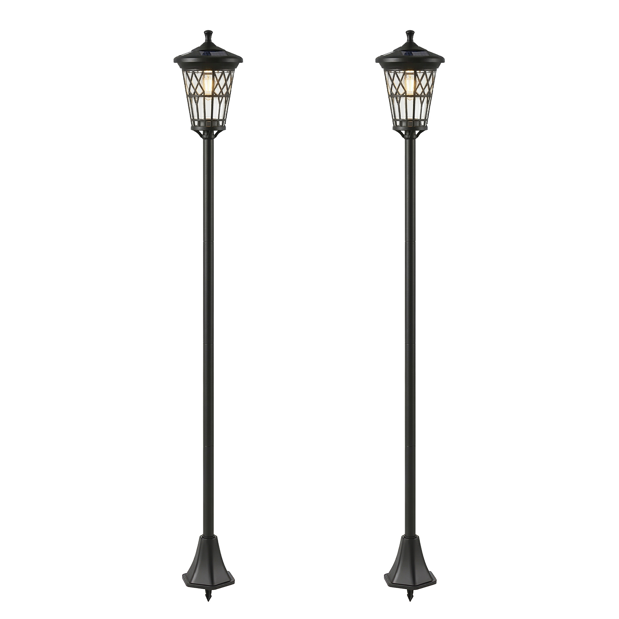 Outsunny Set di 2 Lampioni Solari da Giardino 1.86m, Lampade Stradali Acciaio Inox Aosom Italy