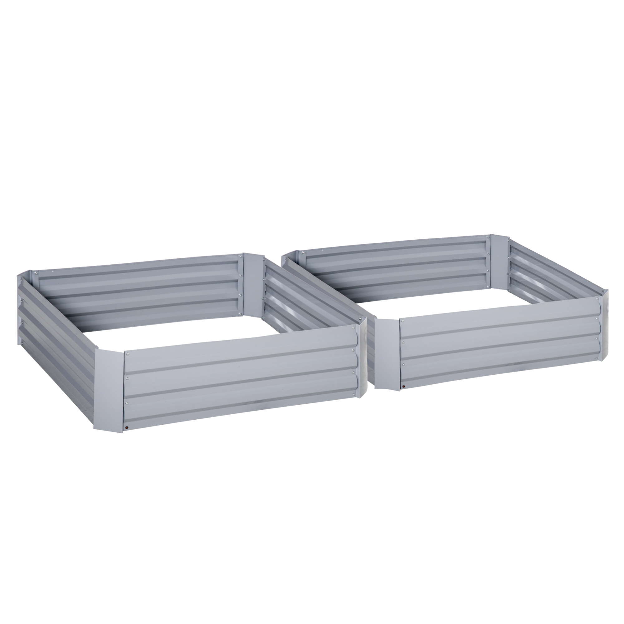 Outsunny Set di 2 Letti per Orto Rialzati con Fondo Aperto per Piante e Ortaggi, in Acciaio, 100x100x30 cm, Grigio Aosom