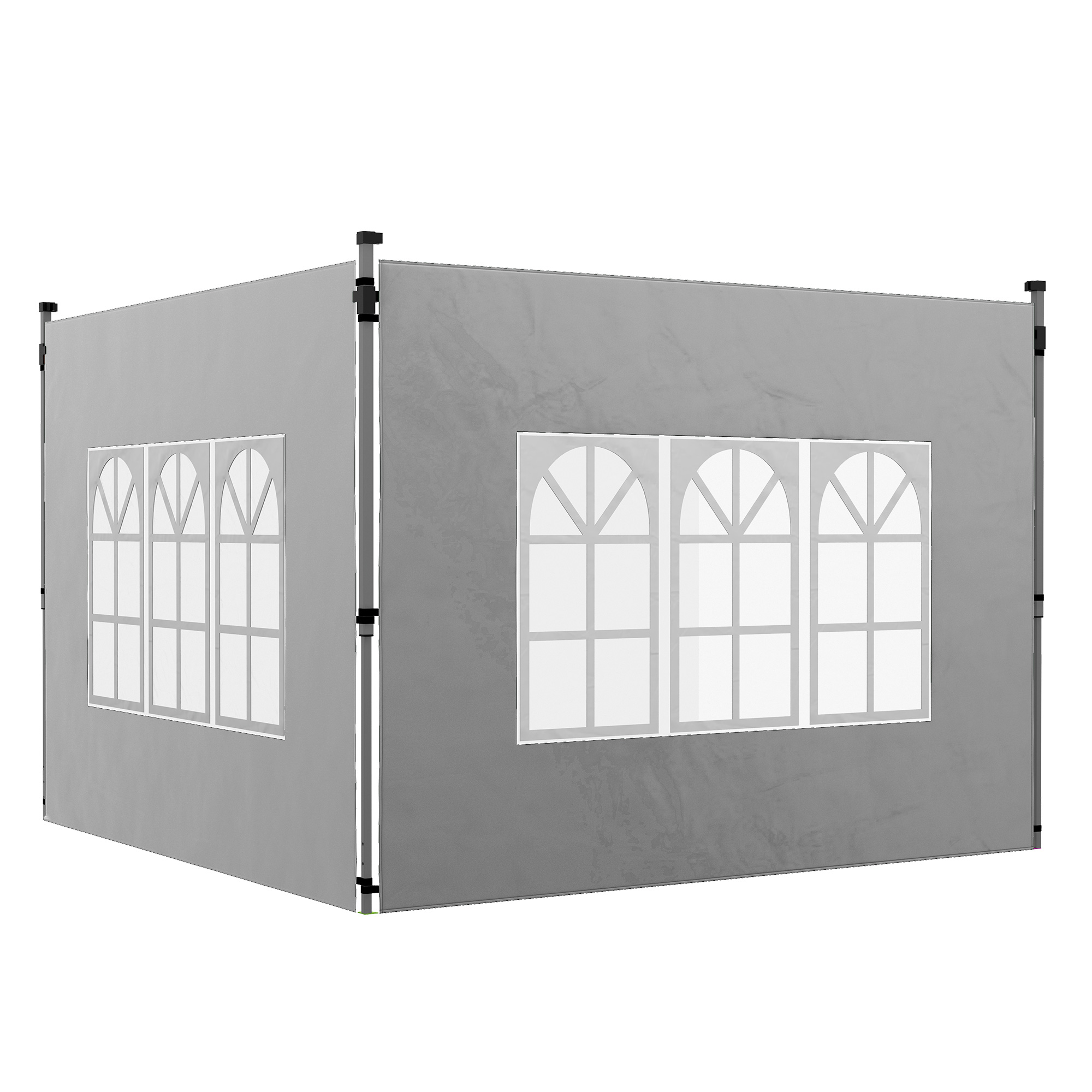 Outsunny Set di 2 pannelli laterali per gazebo da 3 x 3 m/3 x 4 m, pannello per gazebo con finestra 295 x 195 cm grigio chiaro