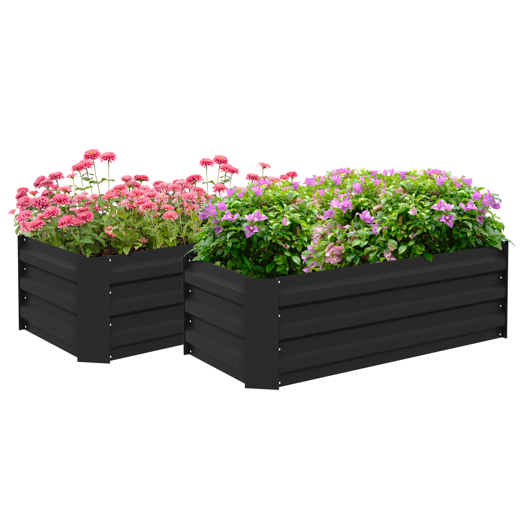 Outsunny Set di 2 quadrati da giardino dim. 100L x 50l x 30H cm - lamiera ondulata nero Outsunny Set di 2 quadrati da giardino dim. 100L x 50l x 30H cm - lamiera ondulata nero