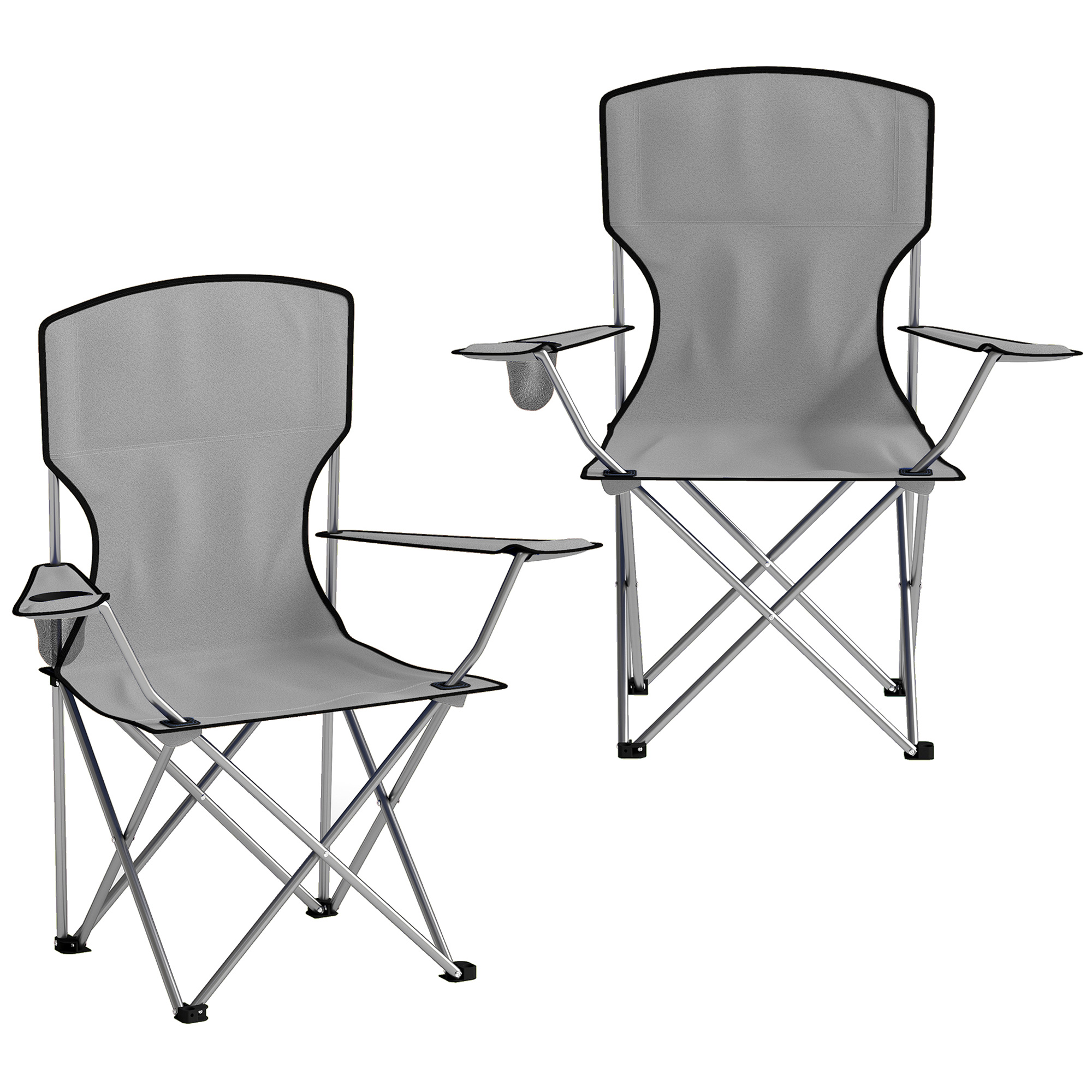 Outsunny Set di 2 Sedie da Campeggio con Schienale Alto in Metallo e Tessuto Oxford, Grigio Aosom Italy