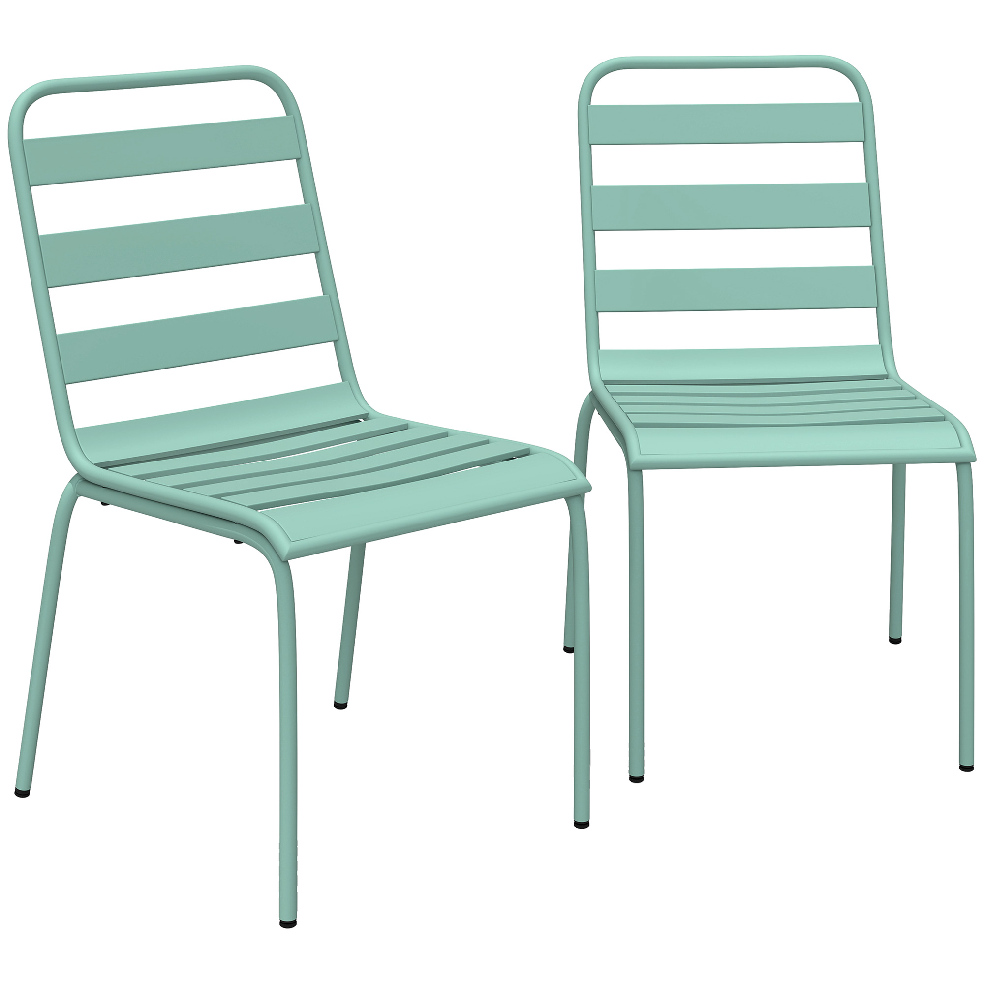 Outsunny Set di 2 Sedie da Giardino Impilabili in Metallo per Terrazza, Balcone, Giardino, Verde Aosom Italy