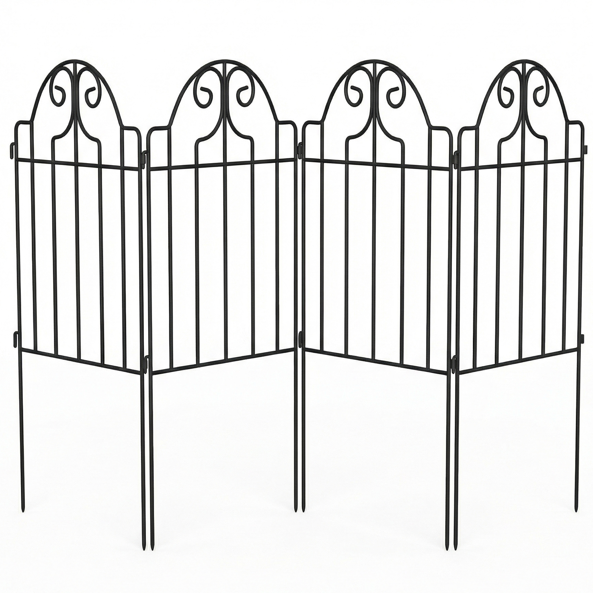Outsunny Set di 4 Recinzioni da Giardino Metalliche 125x57 cm con Design Ad Arco Resistenti Facili da Installare per Patio Prato Nero Aosom Italy Outsunny Set di 4 Recinzioni da Giardino Metalliche 125x57 cm con Design Ad Arco Resistenti Facili da Installare per Patio Prato Nero Aosom Italy