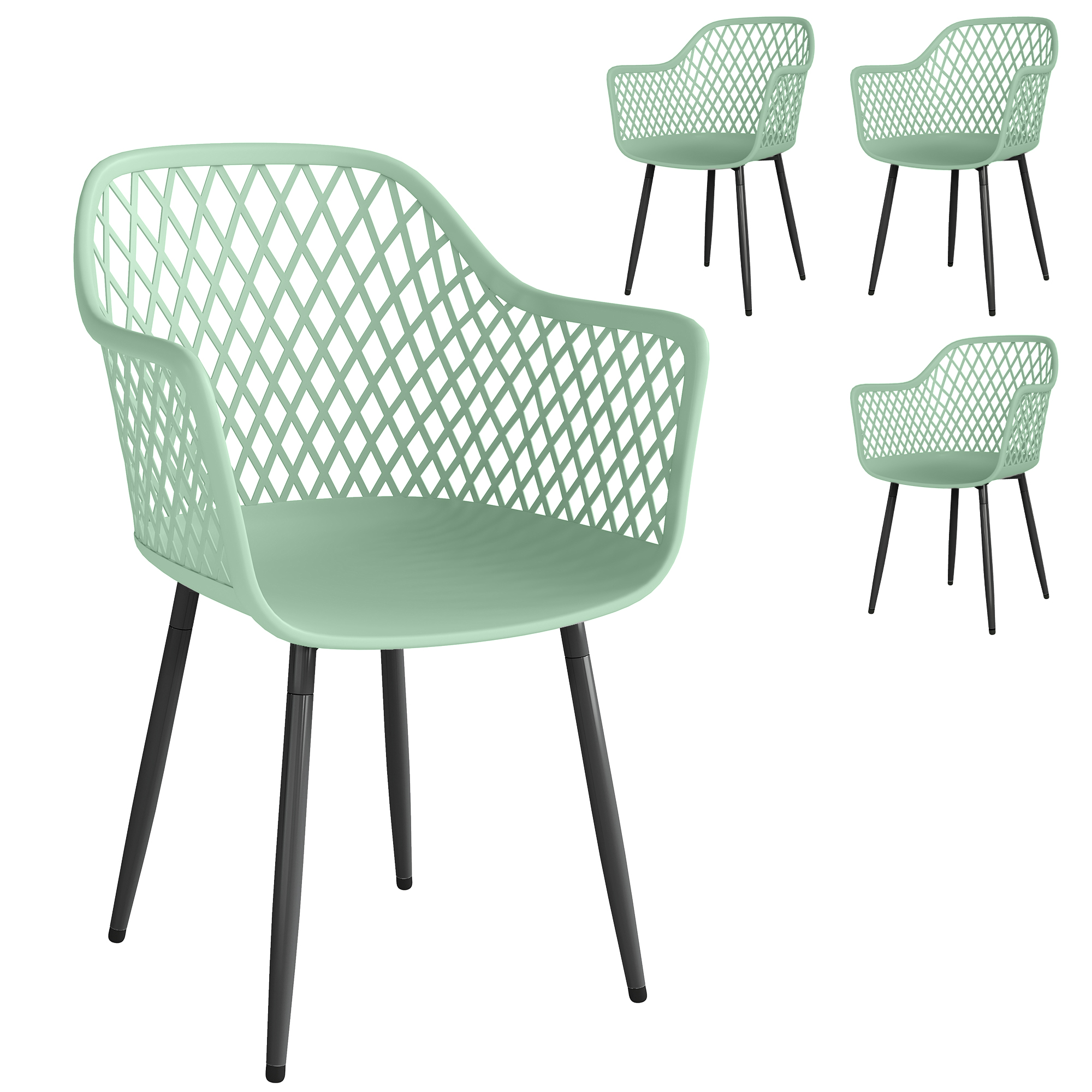 Outsunny Set di 4 Sedie da Giardino, con Schienale Diamantato, Braccioli, Verde Aosom Italy Outsunny Set di 4 Sedie da Giardino, con Schienale Diamantato, Braccioli, Verde Aosom Italy