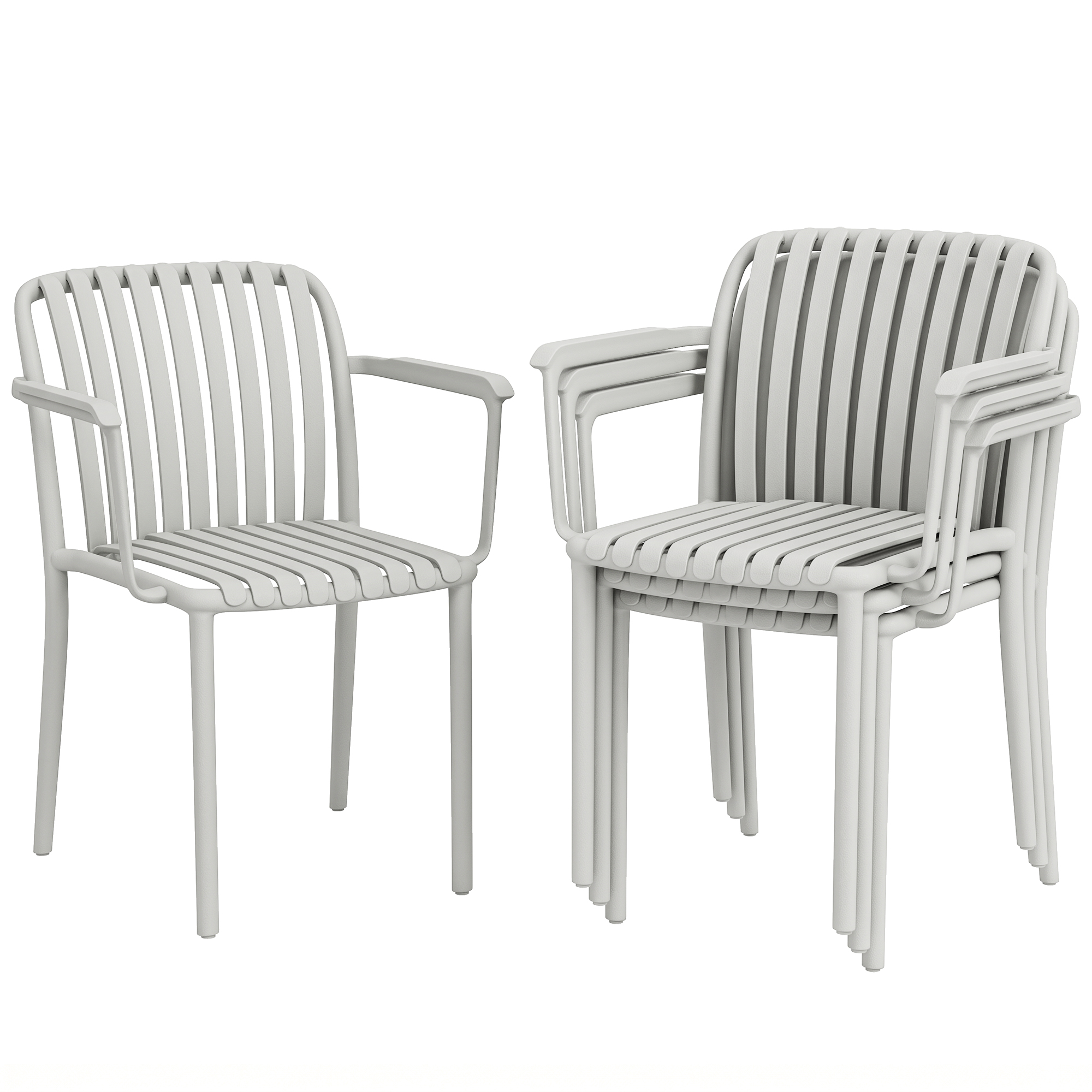 Outsunny Set di 4 Sedie Giardino Impilabili, Design Doghe e Braccioli. Aosom Italy