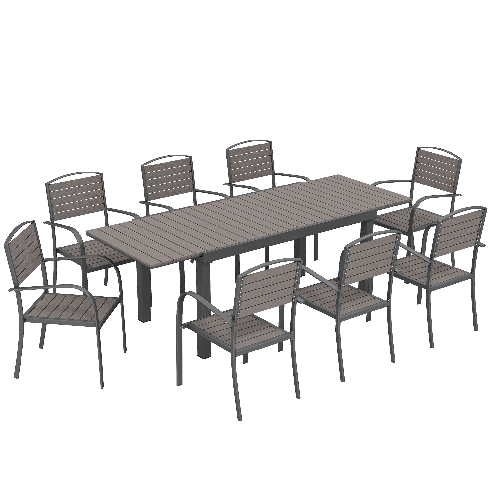 Outsunny Set Pranzo Estensibile Esterni 9 Pezzi, Tavolo Alluminio, 8 Sedie, Grigio Aosom Italy Outsunny Set Pranzo Estensibile Esterni 9 Pezzi, Tavolo Alluminio, 8 Sedie, Grigio Aosom Italy