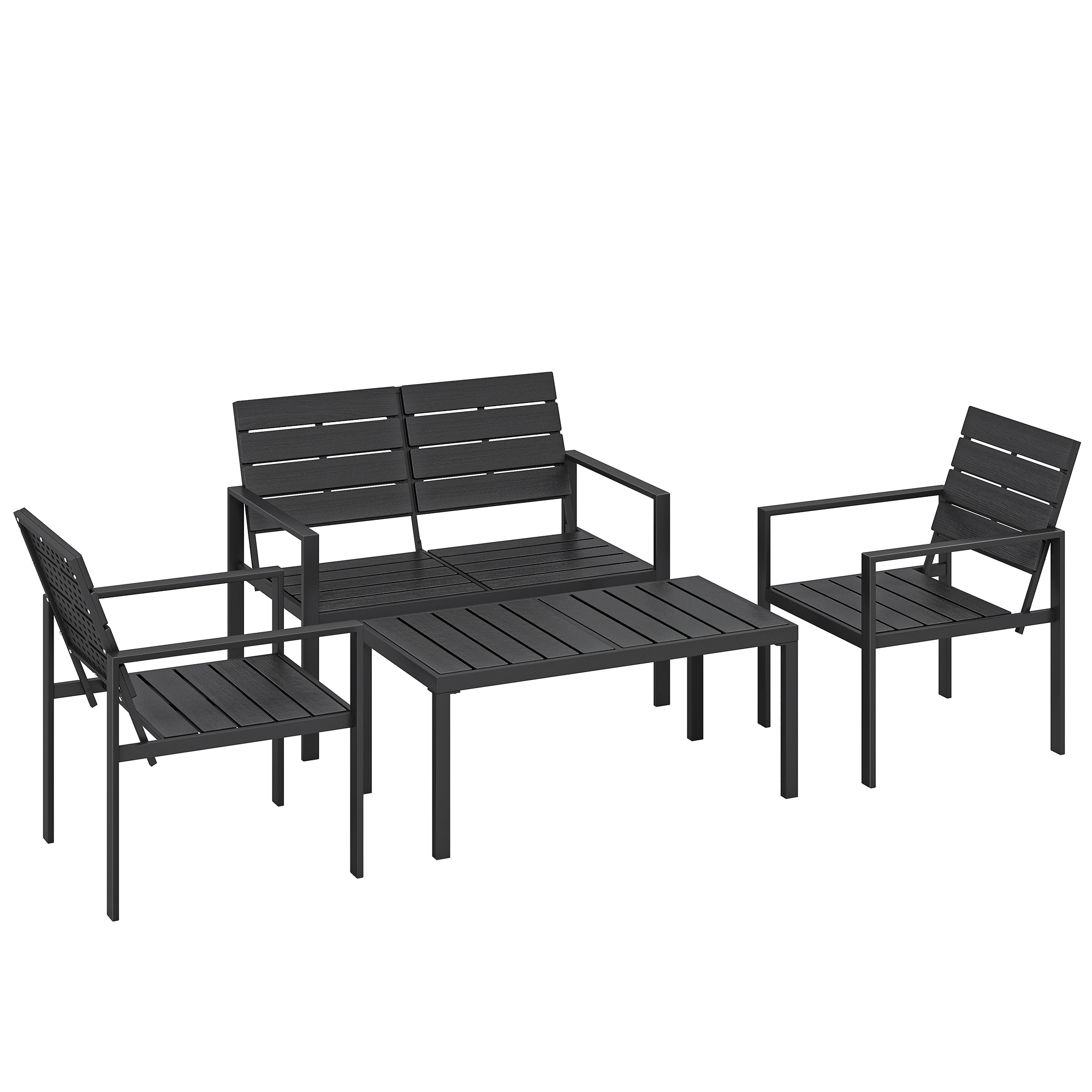 Outsunny Set Salotto da Giardino Mobili da Giardino Resistente 4 Pezzi, Nero Aosom Italy