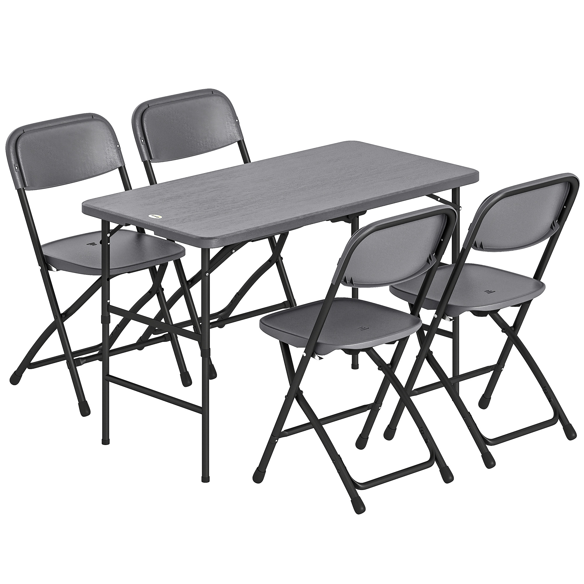 Outsunny Set Tavolo e Sedie da Giardino Pieghevole 5 Pezzi Grigio Aosom Italy