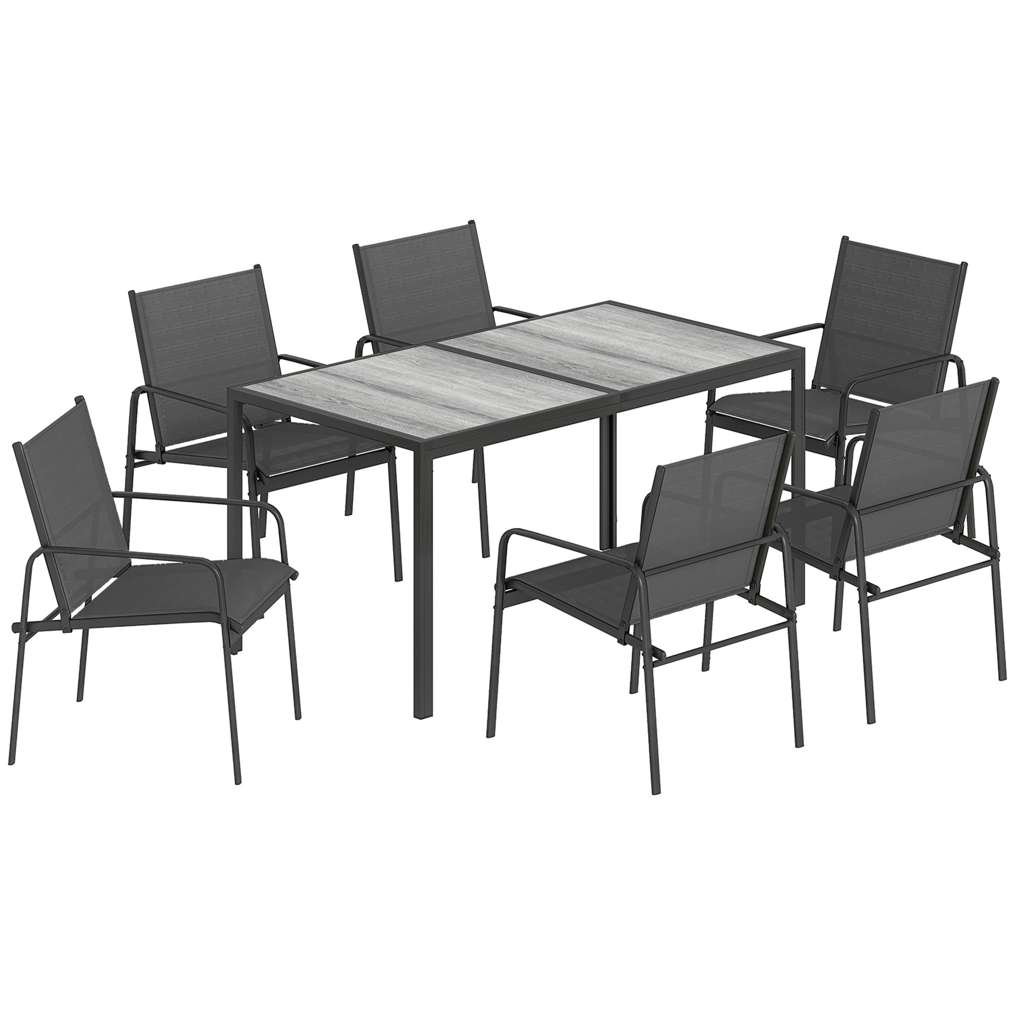 Outsunny Set Tavolo e Sedie da Giardino Set Pranzo Esterno 7 Pezzi, Nero Aosom Italy