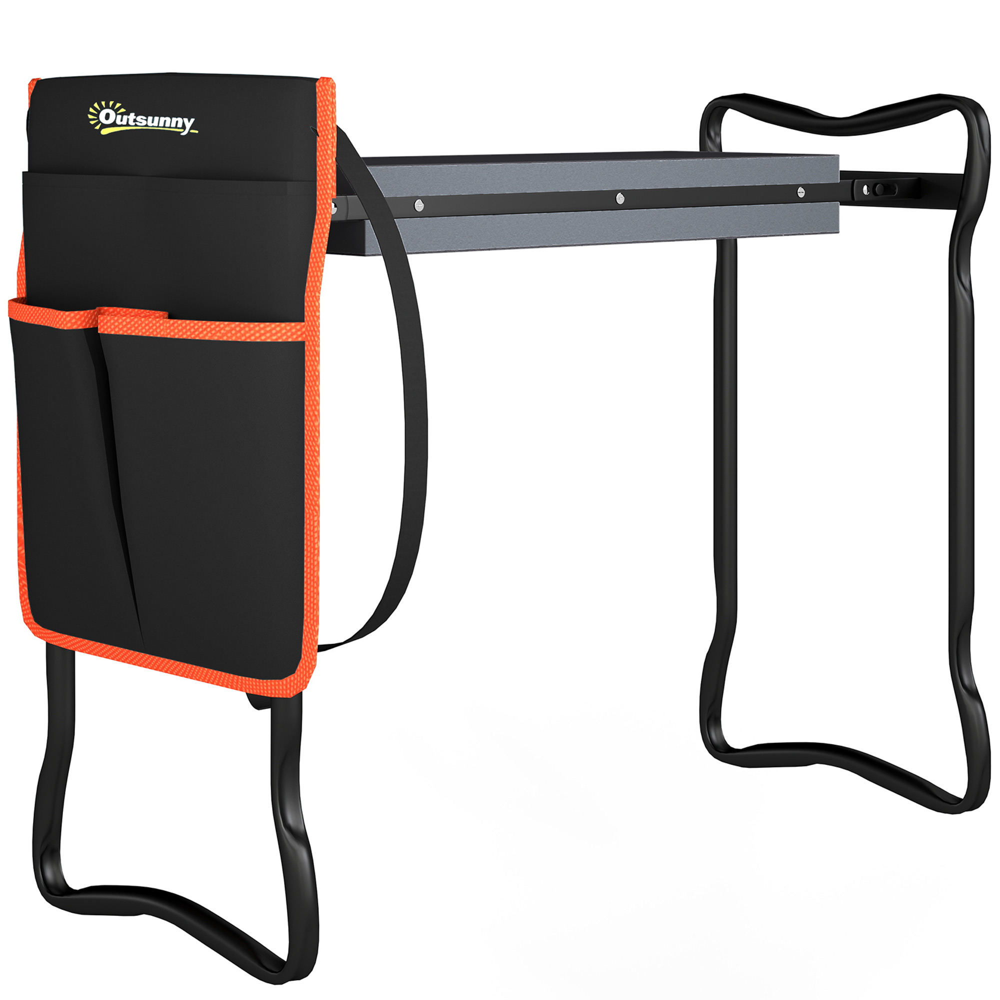 Outsunny Sgabello da giardino pieghevole con cuscinetto in EVA, sedile da giardino con borsa porta-attrezzi da cintura, portata 150 kg Aosom Italy Outsunny Sgabello da giardino pieghevole con cuscinetto in EVA, sedile da giardino con borsa porta-attrezzi da cintura, portata 150 kg Aosom Italy