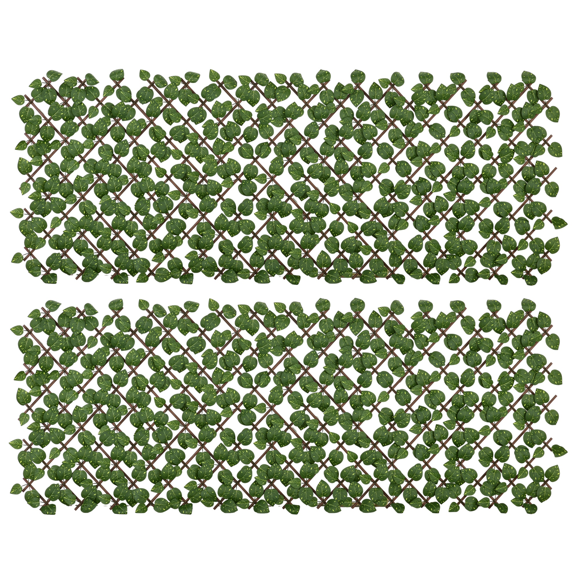 Outsunny Siepe Artificiale 200x100 cm in Seta e Plastica PE, Siepe Finta di Pothos con 495 Foglie, Verde Aosom