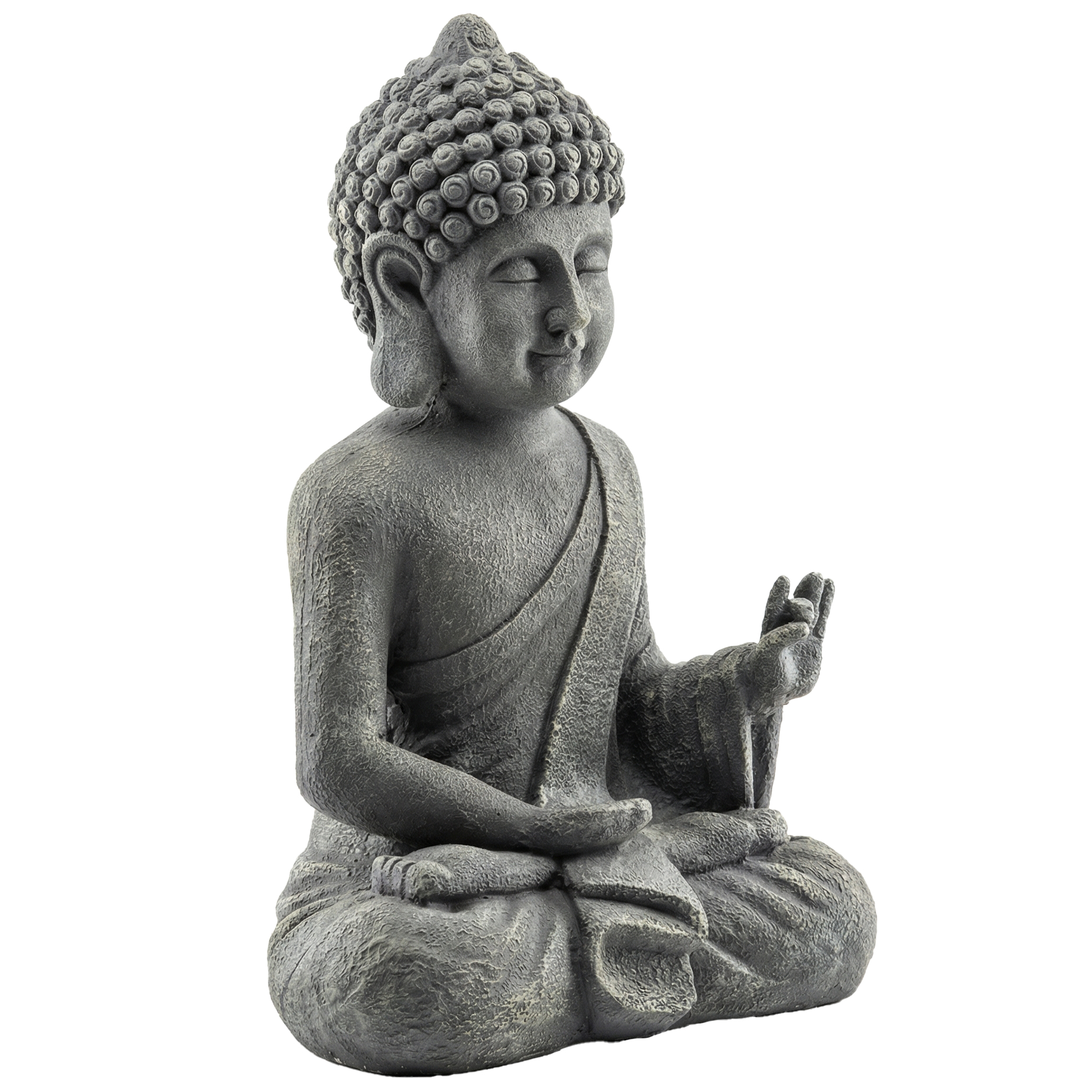 Outsunny Statua da Giardino, Scultura di Buddha Seduto in Ossido di Magnesio, Decorazione Spirituale 32 x 23 x 51 cm, Grigio Scuro Aosom Italy