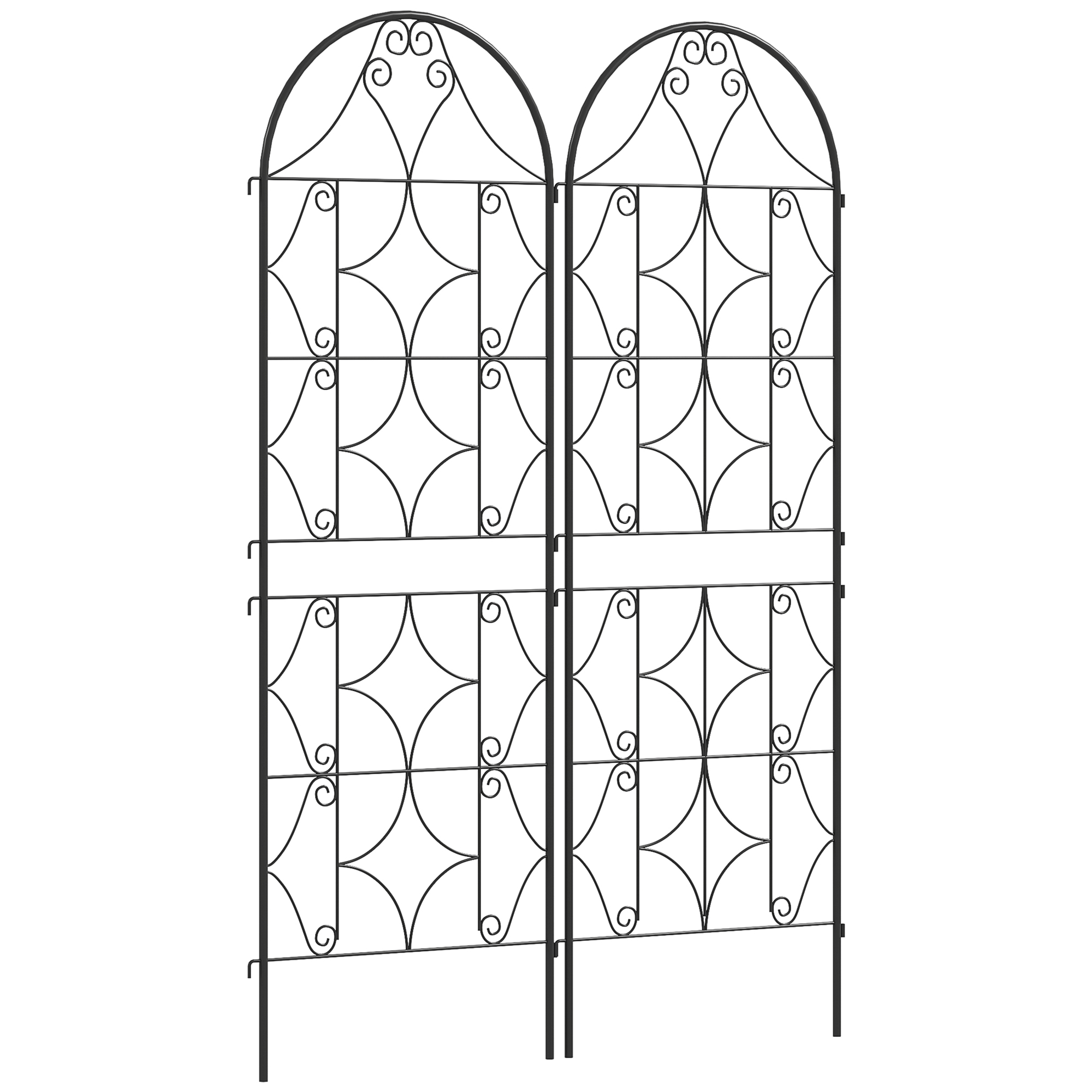 Outsunny Supporto per piante rampicanti con motivo lot di 2 trellis da giardino per vite fiori verdure metallo 50 x 150 cm nero