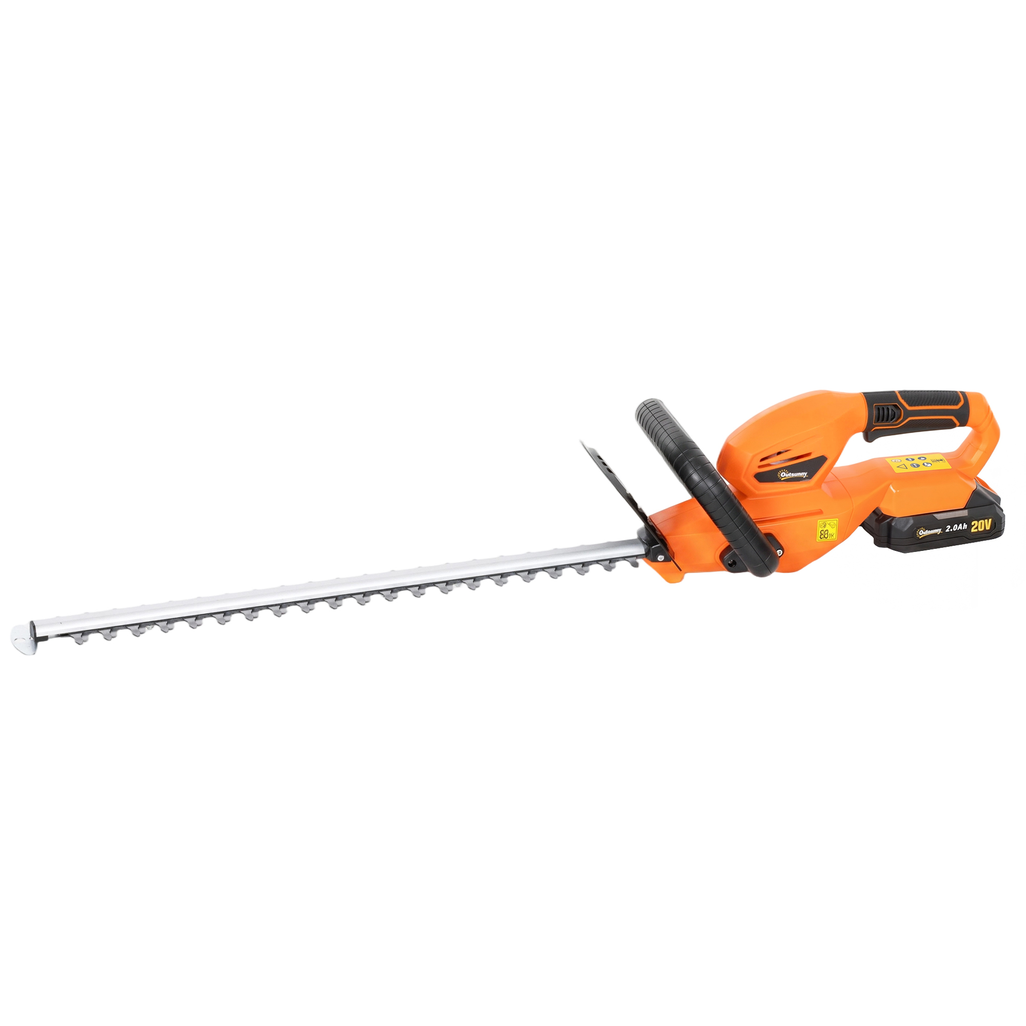 Outsunny Tagliasiepi a Batteria 18V con Batteria da 2Ah, Caricatore, Lama a Doppia Azione 51cm, Arancione Aosom Italy
