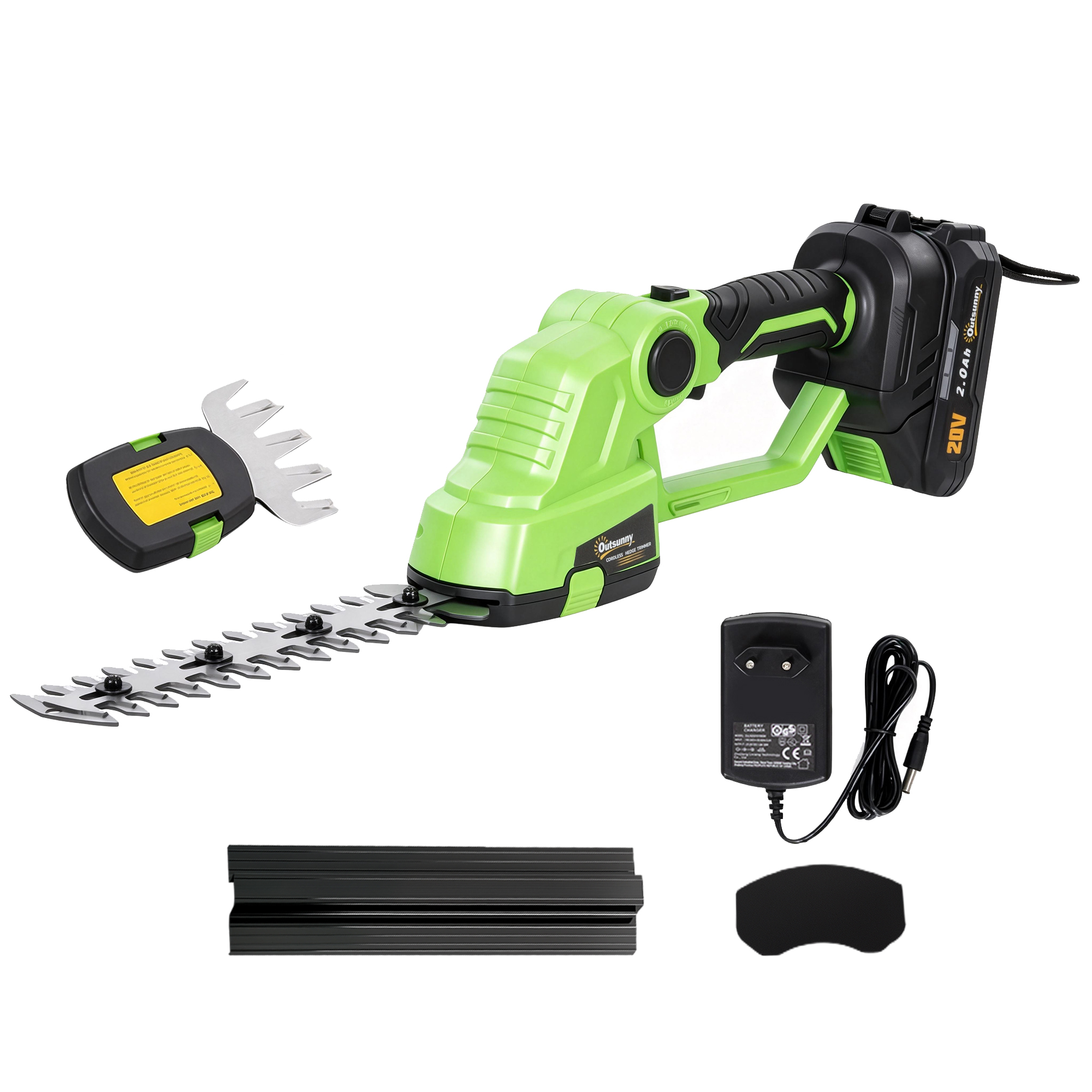 Outsunny Tagliasiepi a batteria 2-in-1, tagliasiepi e cesoia con lunghezza di taglio 20/10 cm, caricabatterie Aosom Italy Outsunny Tagliasiepi a batteria 2-in-1, tagliasiepi e cesoia con lunghezza di taglio 20/10 cm, caricabatterie Aosom Italy