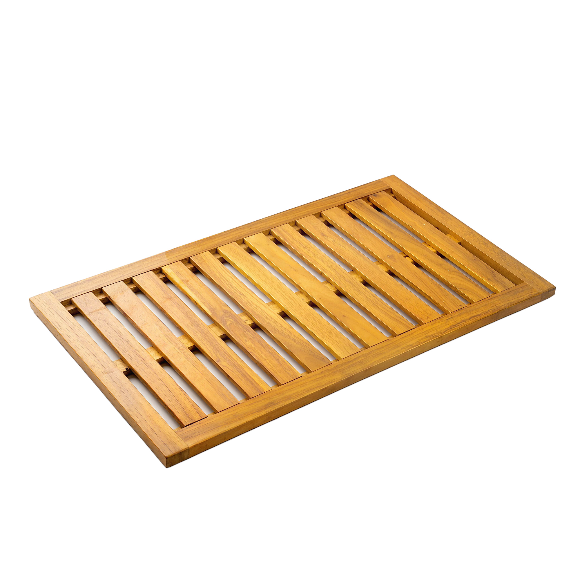 Outsunny Tappetino da Doccia in Legno di Acacia 91x51 cm Tappetino Antiscivolo per Bagno Spa o Piscina Naturale Aosom Italy