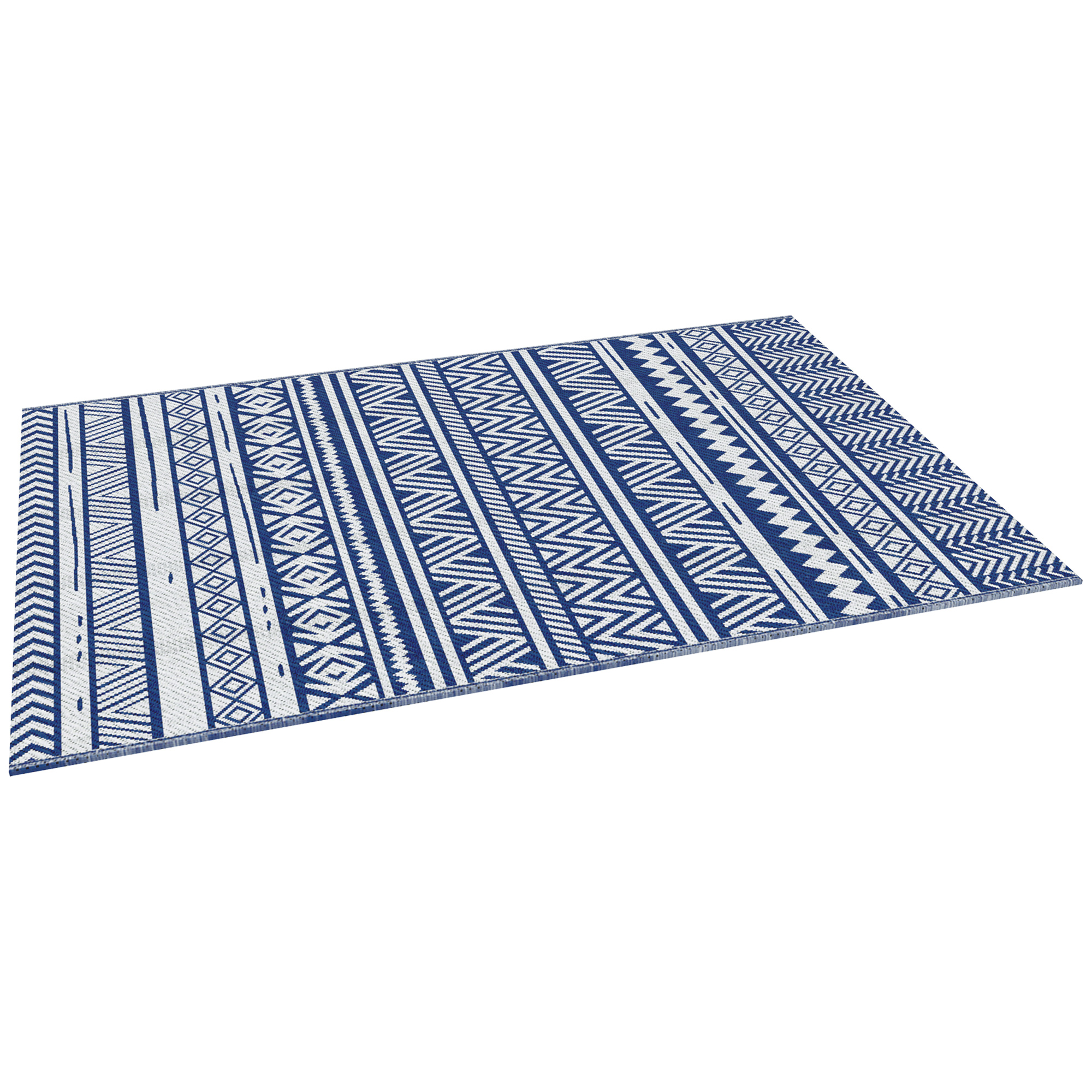 Outsunny Tappeto per Esterno 182x274 cm Pieghevole e Reversibile, in Polipropilene Blu e Bianco Aosom Outsunny Tappeto per Esterno 182x274 cm Pieghevole e Reversibile, in Polipropilene Blu e Bianco Aosom