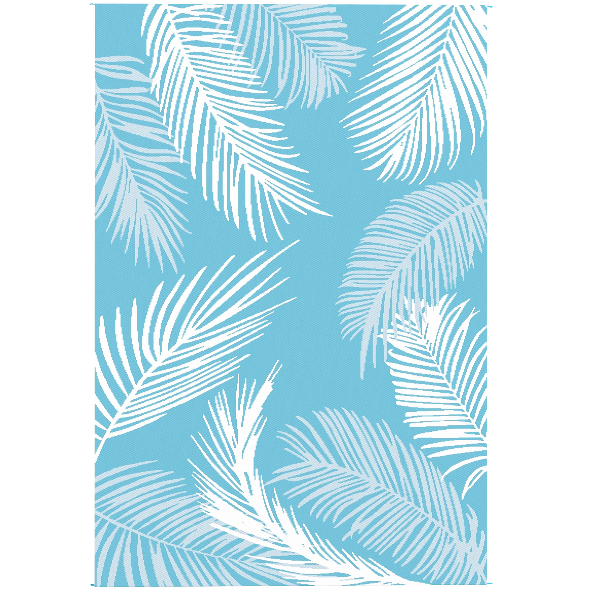 Outsunny Tappeto per esterno reversibile 274x182 cm, tappeto in PP resistente alle intemperie, sacca di trasporto, blu Aosom Italy