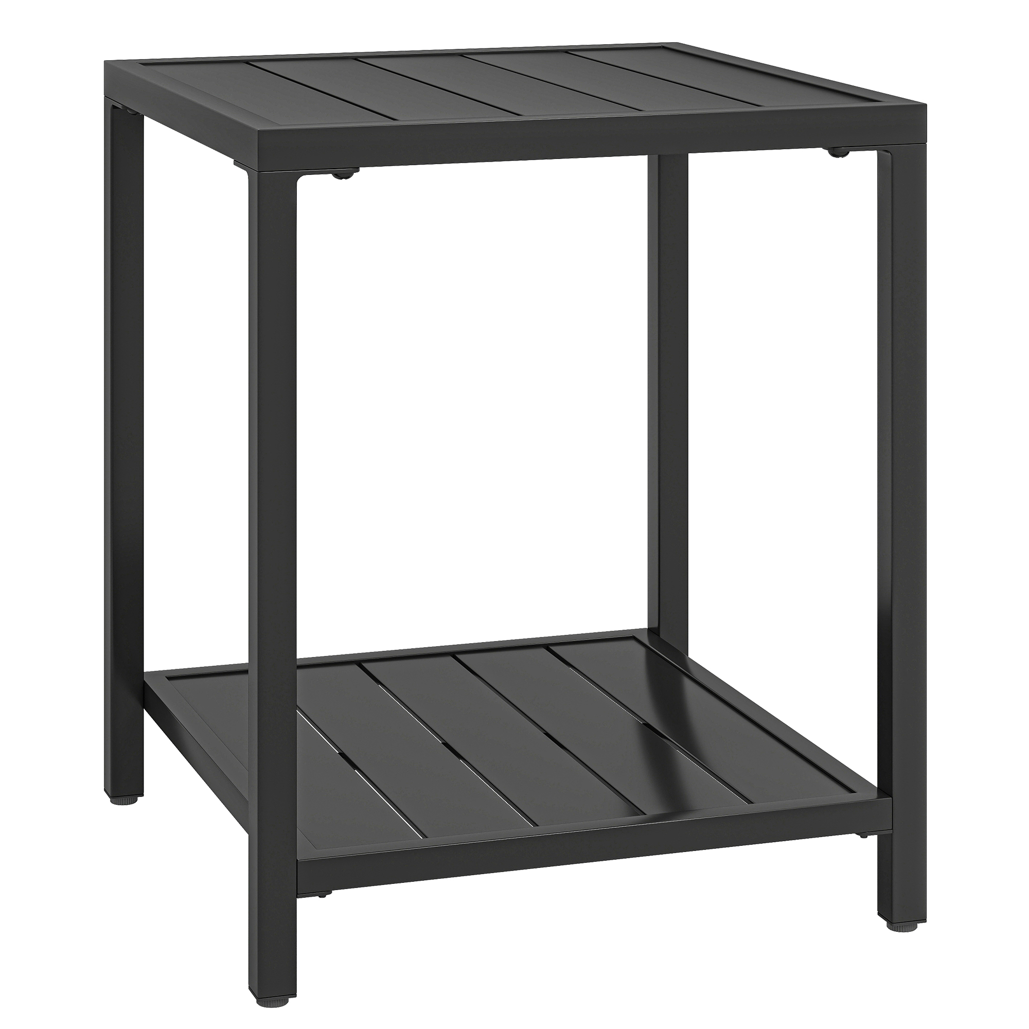 Outsunny Tavolino 45 x 45 cm resistente alle intemperie tavolo da giardino con design a doghe ripiano piedi regolabili 30kg portata Aosom Italy