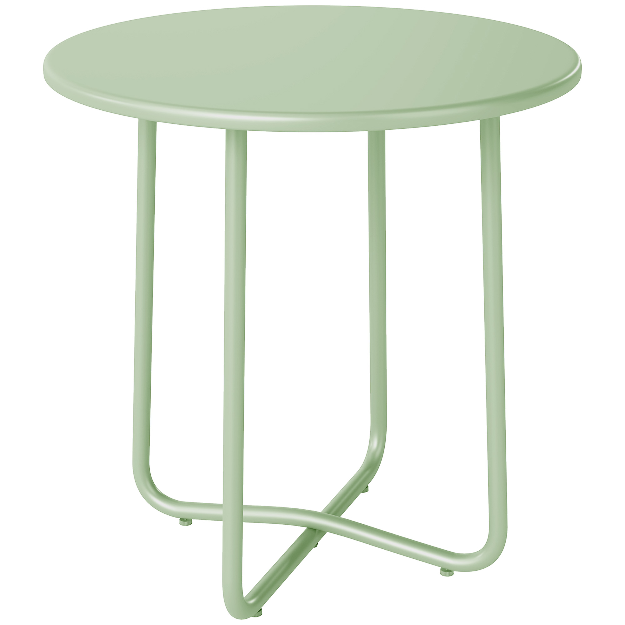 Outsunny Tavolino da Esterno con Bordo Arrotolato, Base a X con Piedini Regolabili in Altezza, per Soggiorno Terrazza, Ø48x51cm, Verde Aosom Italy