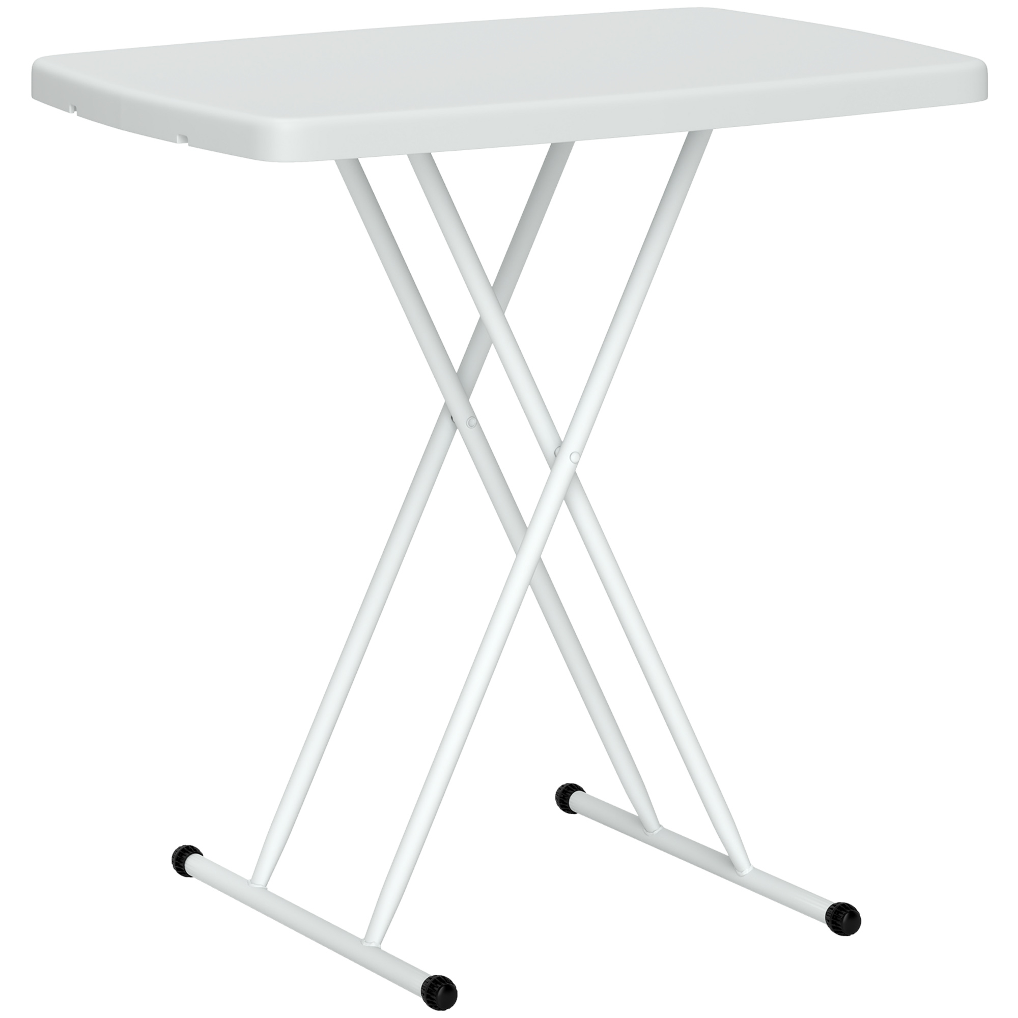 Outsunny Tavolino da Giardino Pieghevole con Altezza Regolabile, Metallo e HDPE, Bianco