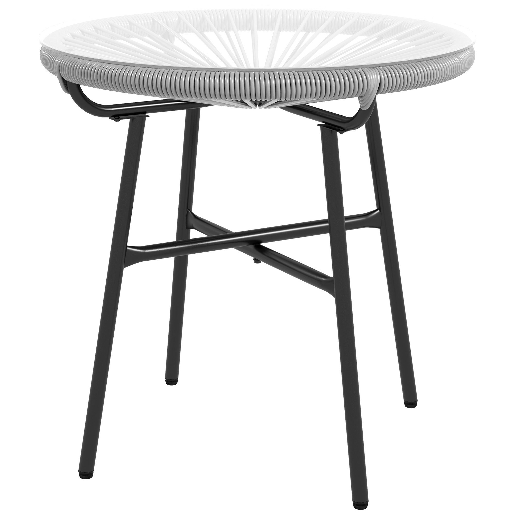 Outsunny Tavolino da Giardino Stile Boho, Tavolino d'Appoggio in PE-Rattan, Vetro Temperato, Resistente alle Intemperie, 50 cm x 50 cm x 50 cm, Grigio Aosom Italy