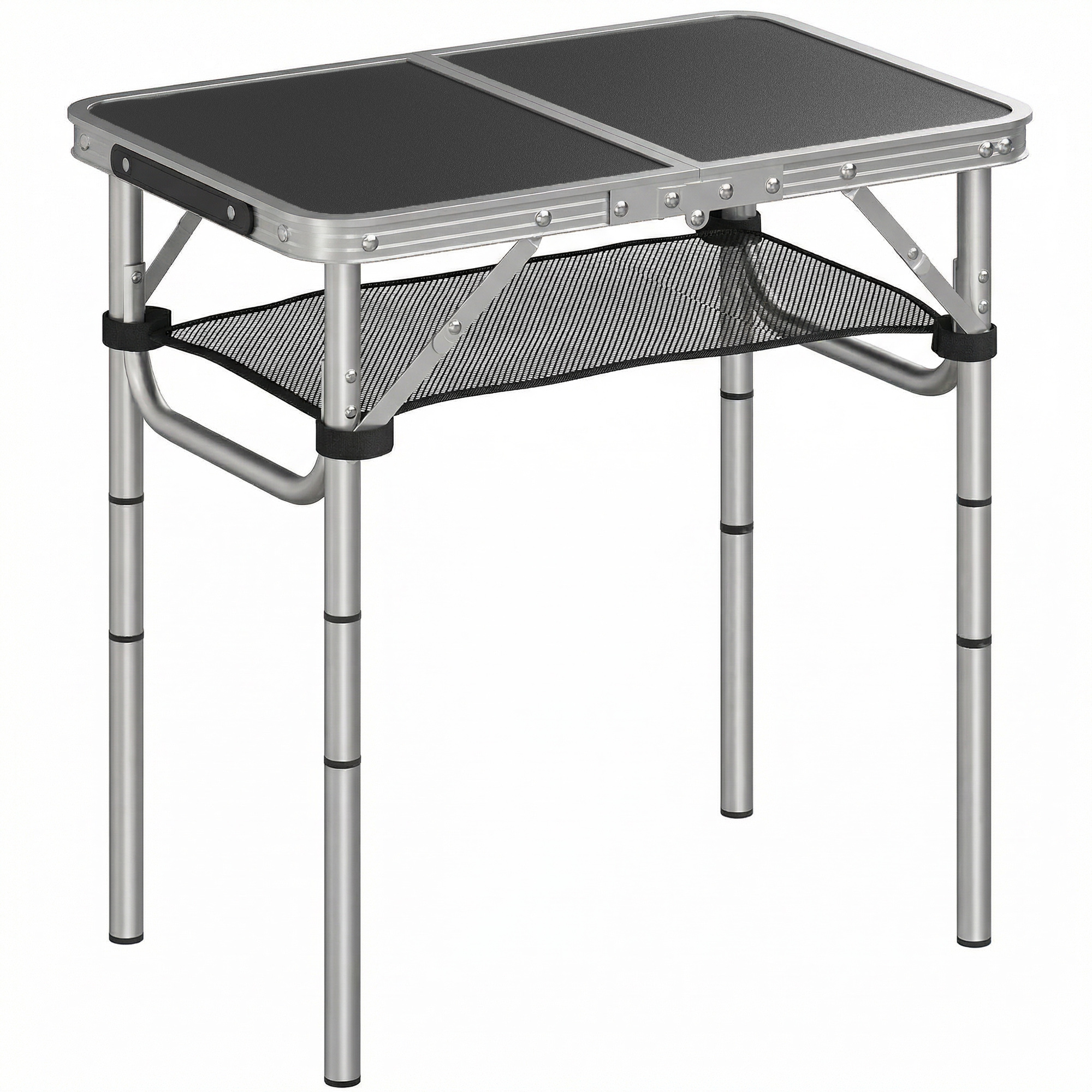 Outsunny Tavolo Campeggio Pieghevole 60 cm, Picnic con Rete Strato, Nero Aosom Italy