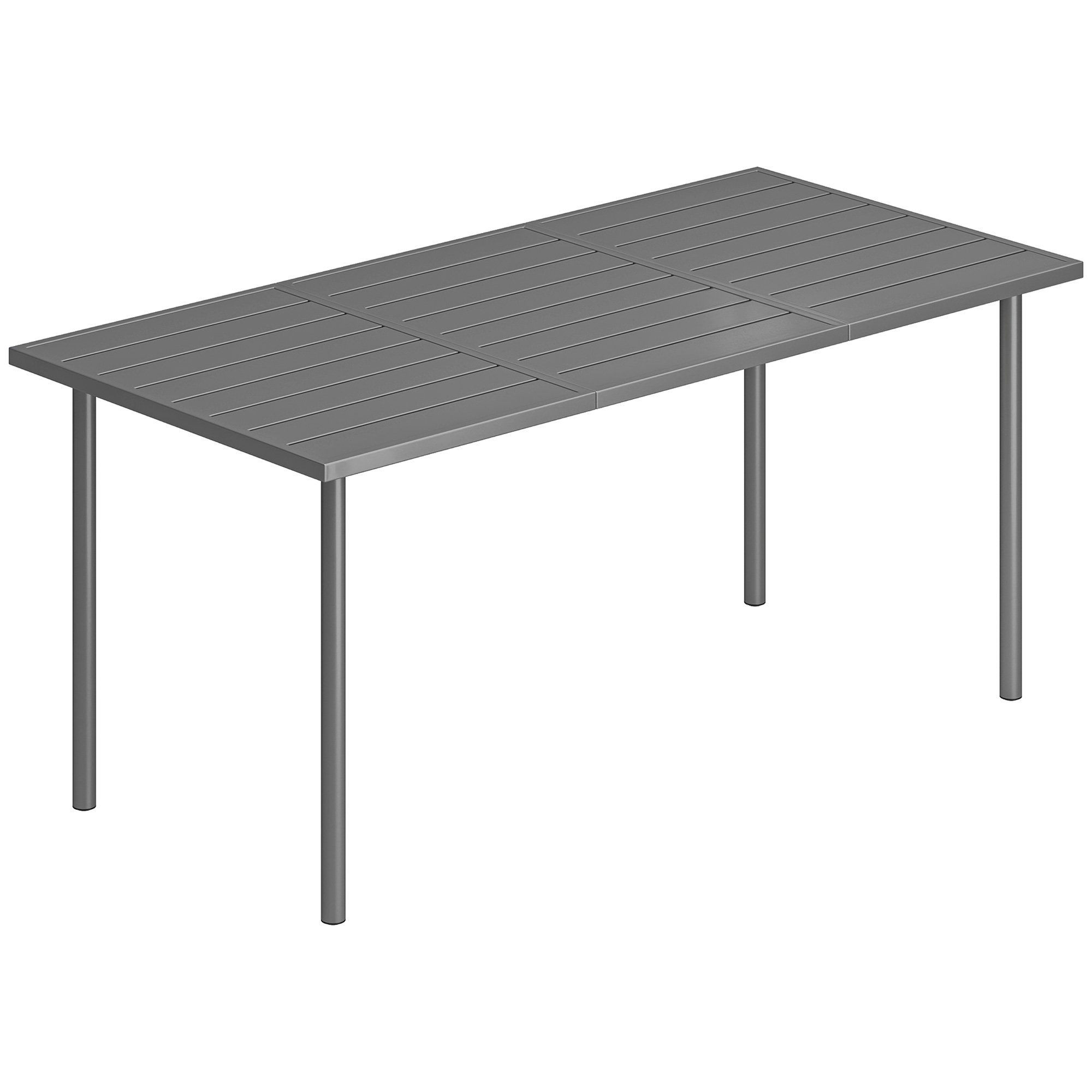 Outsunny Tavolo da giardino 165 x 80 cm per 6 persone, tavolo da pranzo con piano a doghe in metallo e telaio in acciaio, rettangolare Aosom Italy