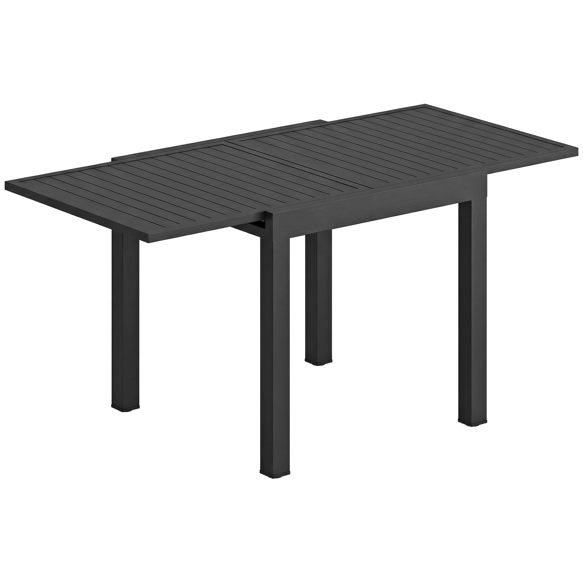 Outsunny Tavolo da Giardino a Doghe Allungabile per 4-6 Persone, in Alluminio, 80-160x80x75 cm, Nero Aosom Italy
