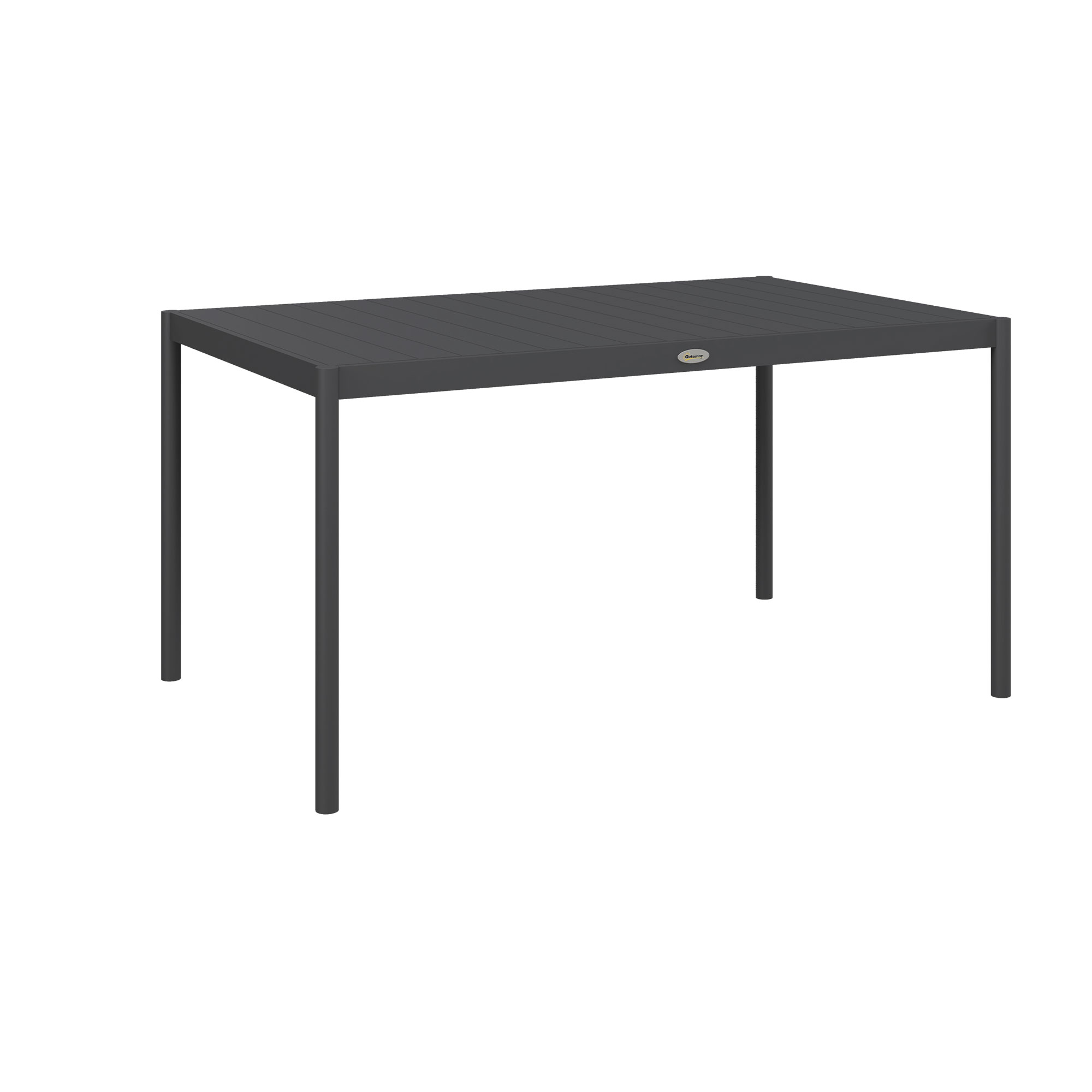 Outsunny Tavolo da Giardino a Doghe per 6 Persone in Acciaio e Alluminio, 145x90x74 cm, Grigio Scuro Aosom Italy