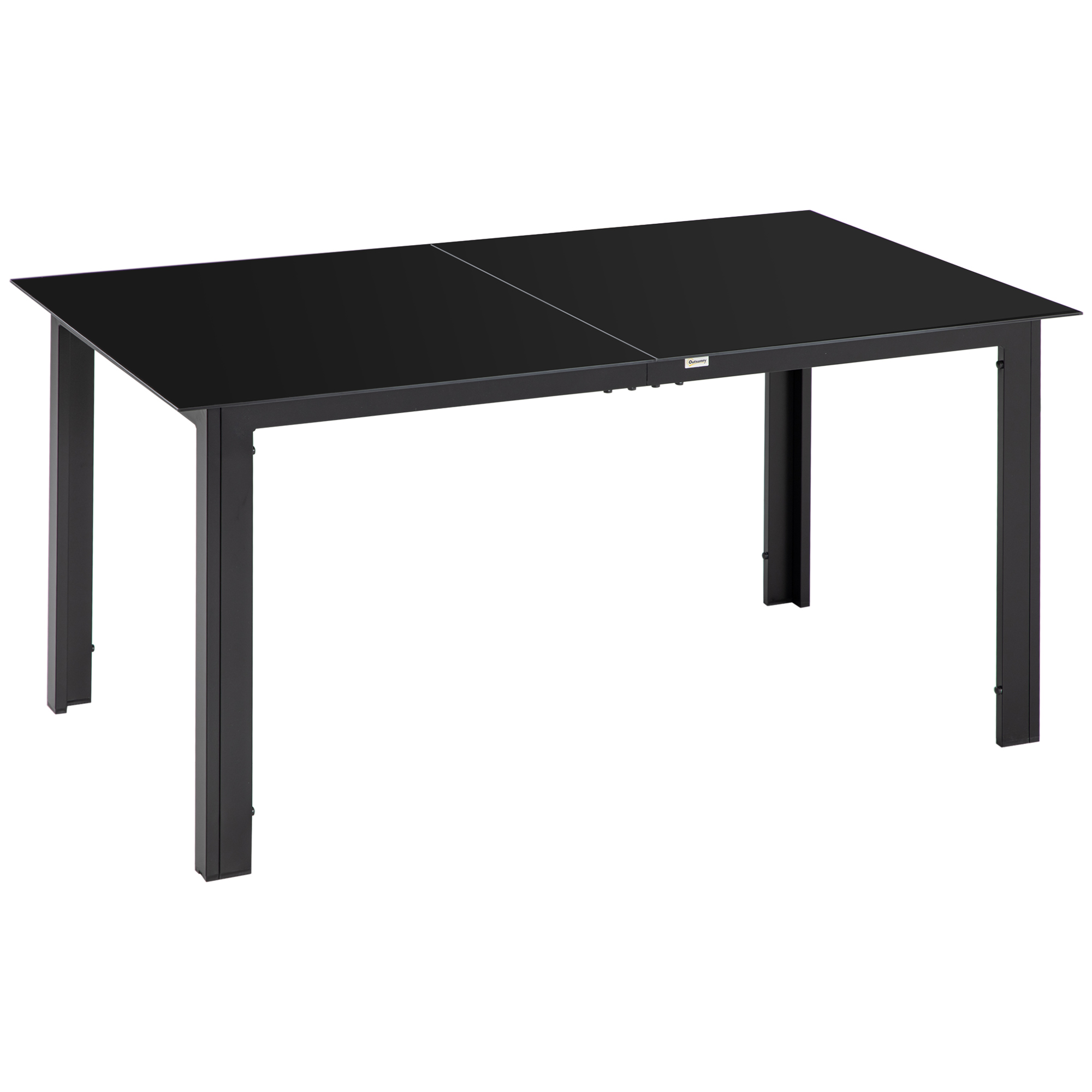 Outsunny Tavolo da Giardino con Piano in Vetro Temperato 150x90 cm per 6 Persone, Tavola da Pranzo da Esterno Rettangolare in Alluminio, per Patio, Terrazzo, Balcone, Nero Aosom Italy