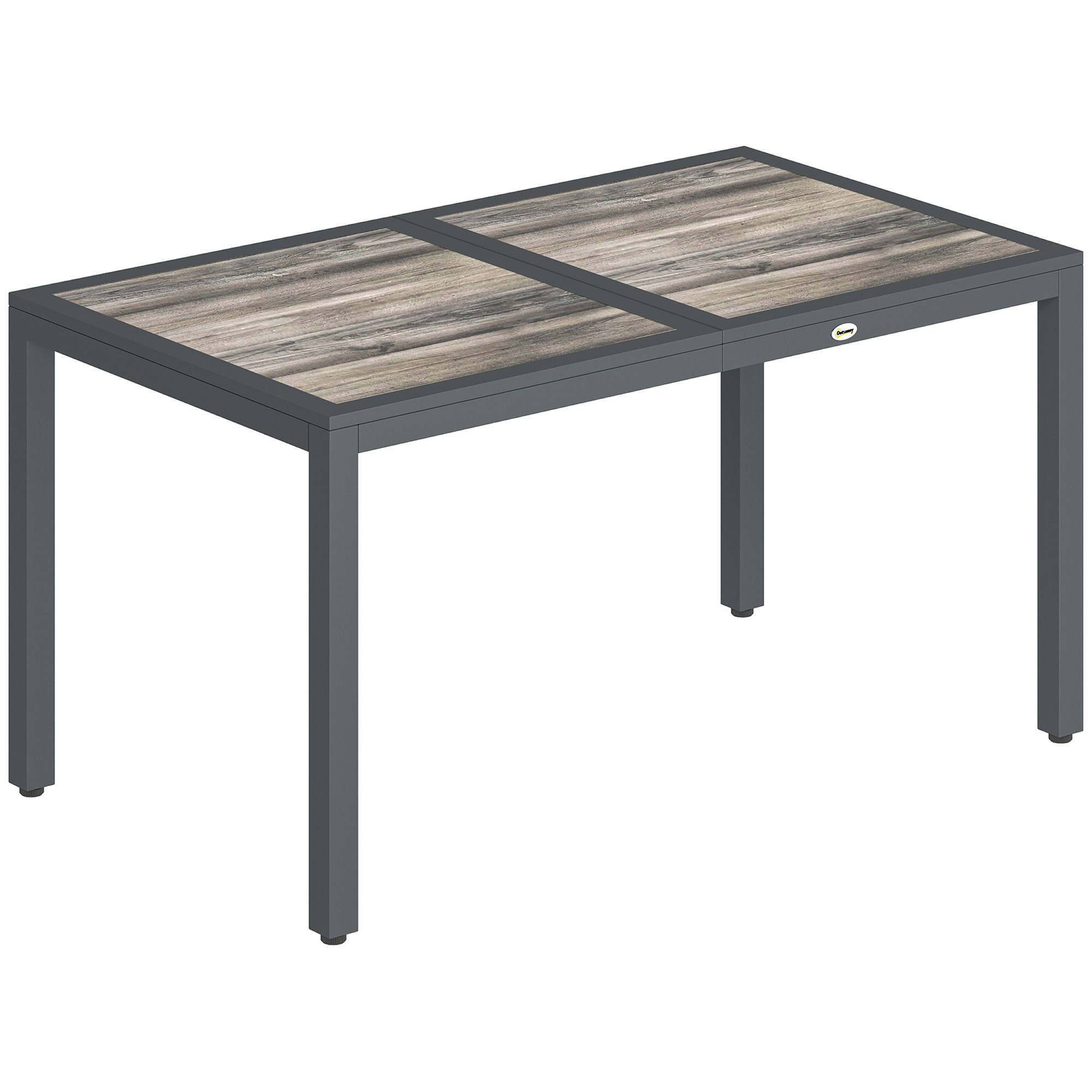 Outsunny Tavolo da giardino per 4 a 6 persone, tavolo da pranzo esterno con piano effetto legno, 140 x 80 x 72 cm, grigio scuro Aosom Italy